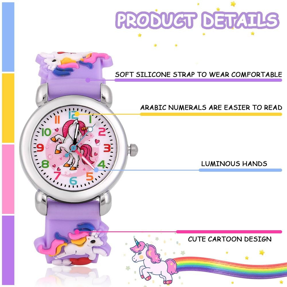 Kids Watch, 3D Cartoon Toddler Watches, Analog Quartz Watches for Girls Boys