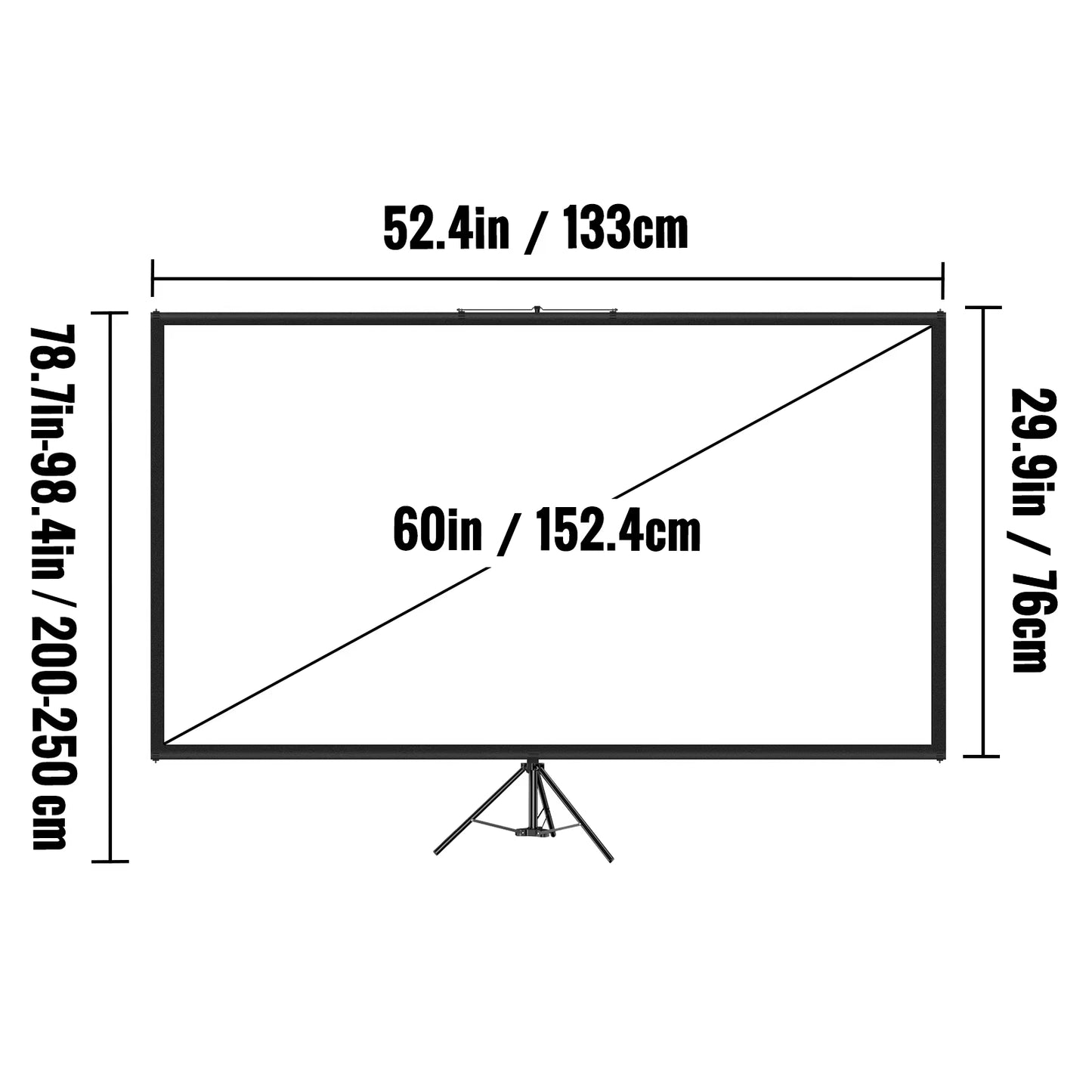 60 70 80 90 100 110 in Tripod Projector Screen W/ Stand 16:9 4K HD Portable Home Cinema for Indoor & Outdoor Projection