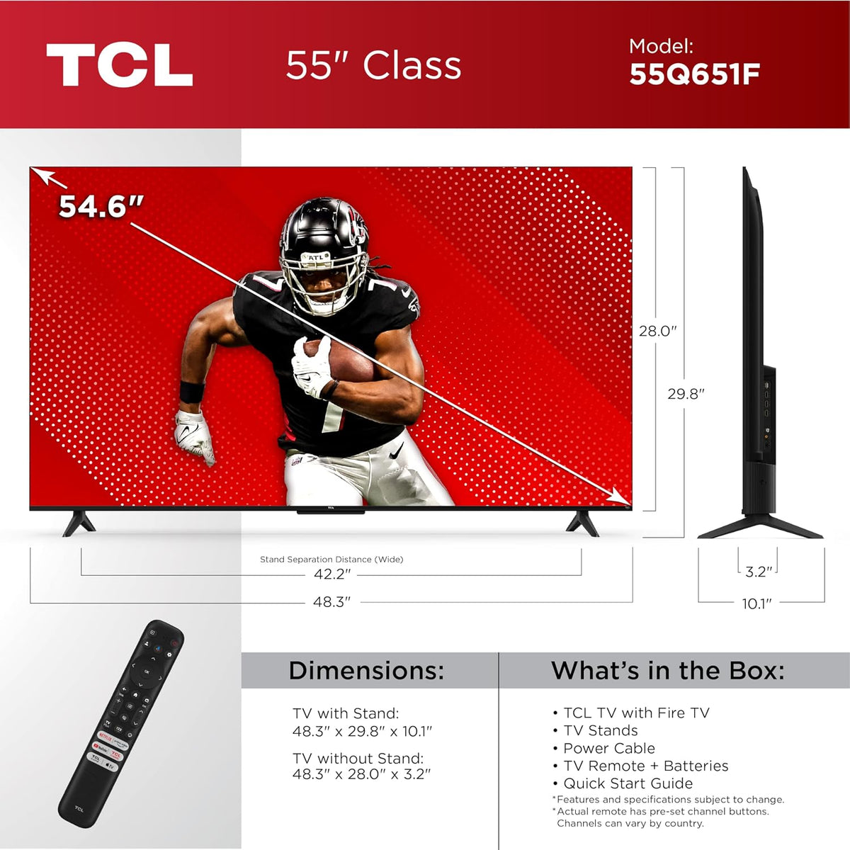 55-Inch Class Q65 QLED 4K Smart TV with Fire TV (55Q651F, 2024 Model), Dolby Vision and Atmos, HDR PRO+, Alexa Built-In with Voice Remote, Apple Airplay 2 Compatibility, Streaming Television