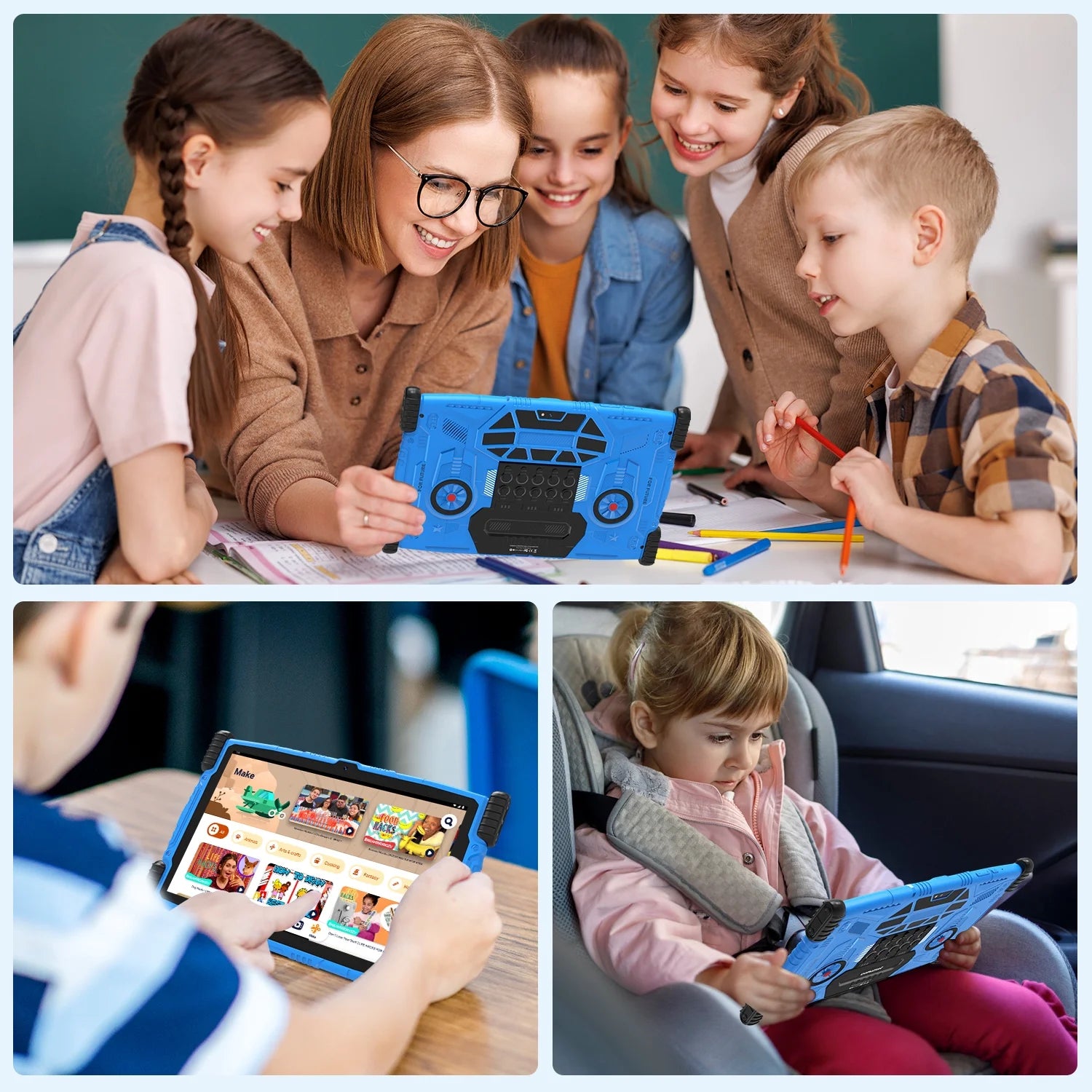 2025 Android 13 Tablet,10" Android Kids Tablet 8GB+64GB, Kid-Proof Case with Kickstand, Quad-Core 1.6