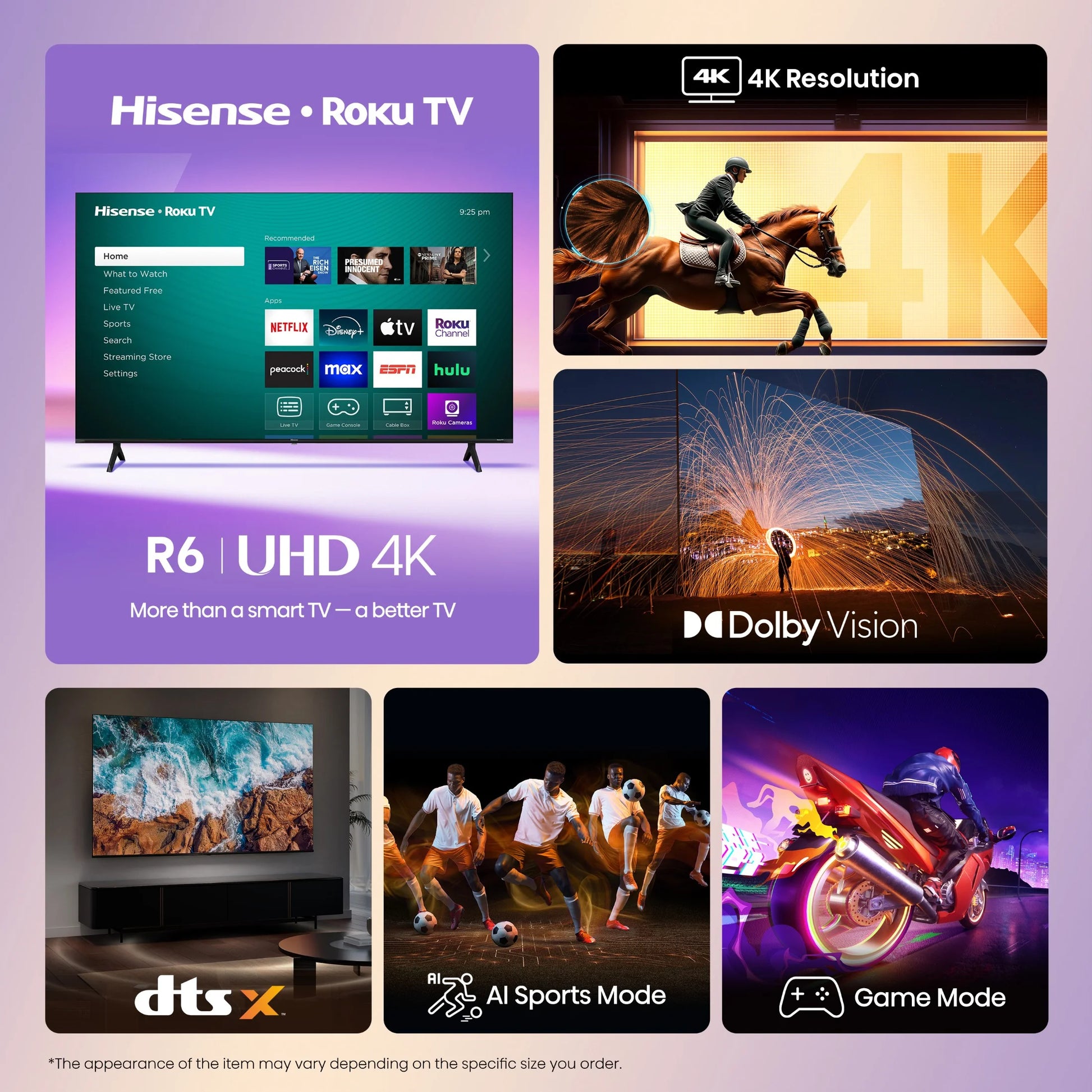 58" Class 4K UHD LED LCD Roku Smart TV HDR R6 Series 58R6E