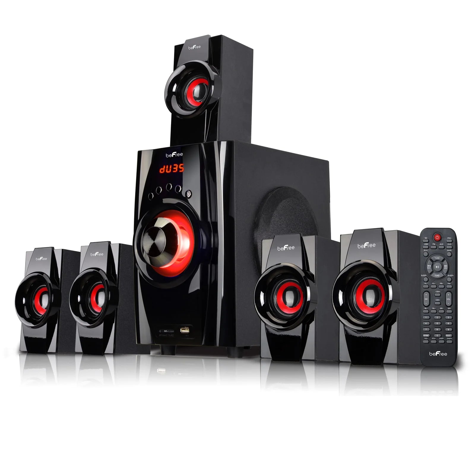 BFS-410 5.1 Channel Surround Sound Bluetooth Speaker System in Red