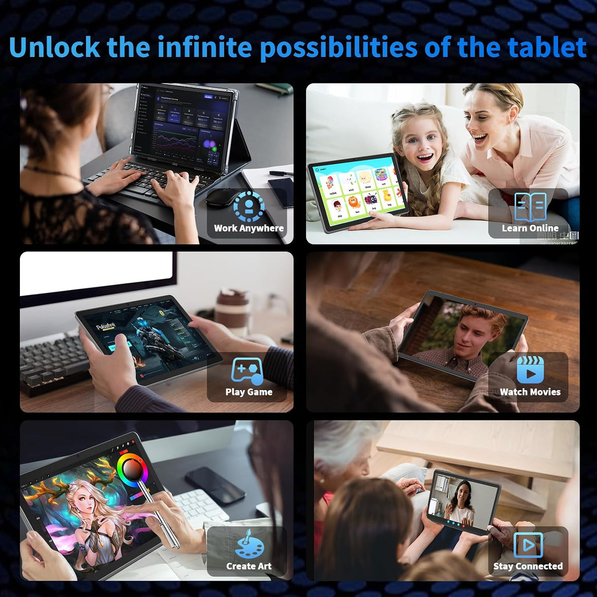 2026 10 Inch Tablet, Gemini AI Android 15 Tablet with Keyboard(Silver Case)