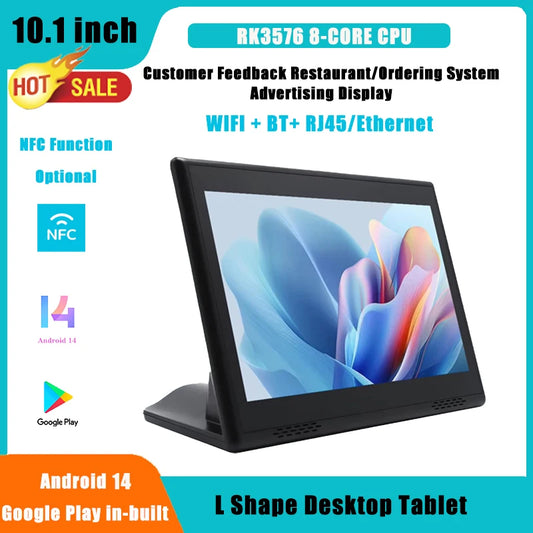 L-Shape 10 Inch Horizontal Screen Android 14 Tablet,Wifi+Bt+Ethernet,Google Play,Kiosk Display