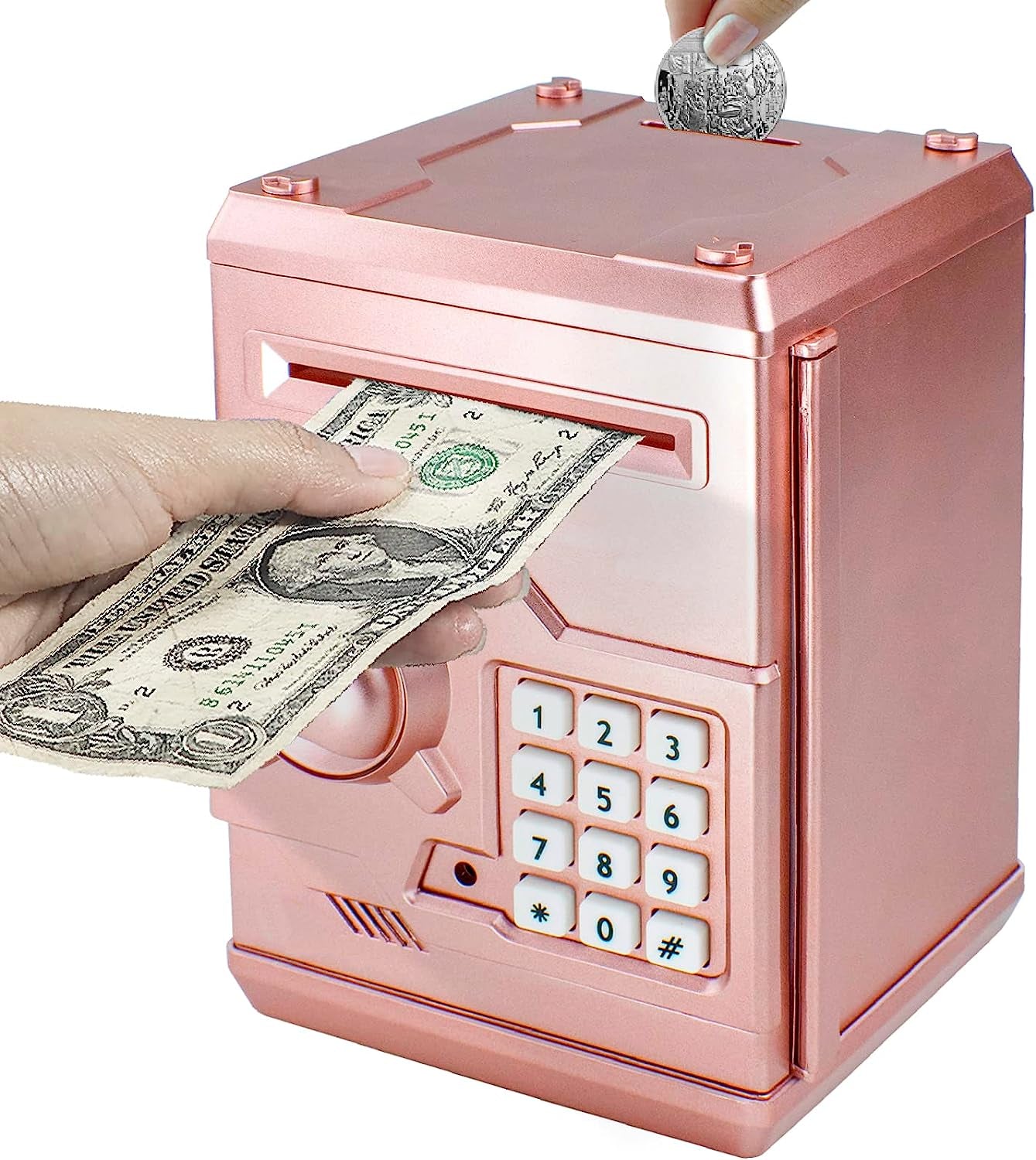 Piggy Banks for Kids, Electronic Password Code Money Banks ATM Banks Box Coin Bank for Children Boys and Girls (Rose Gold)