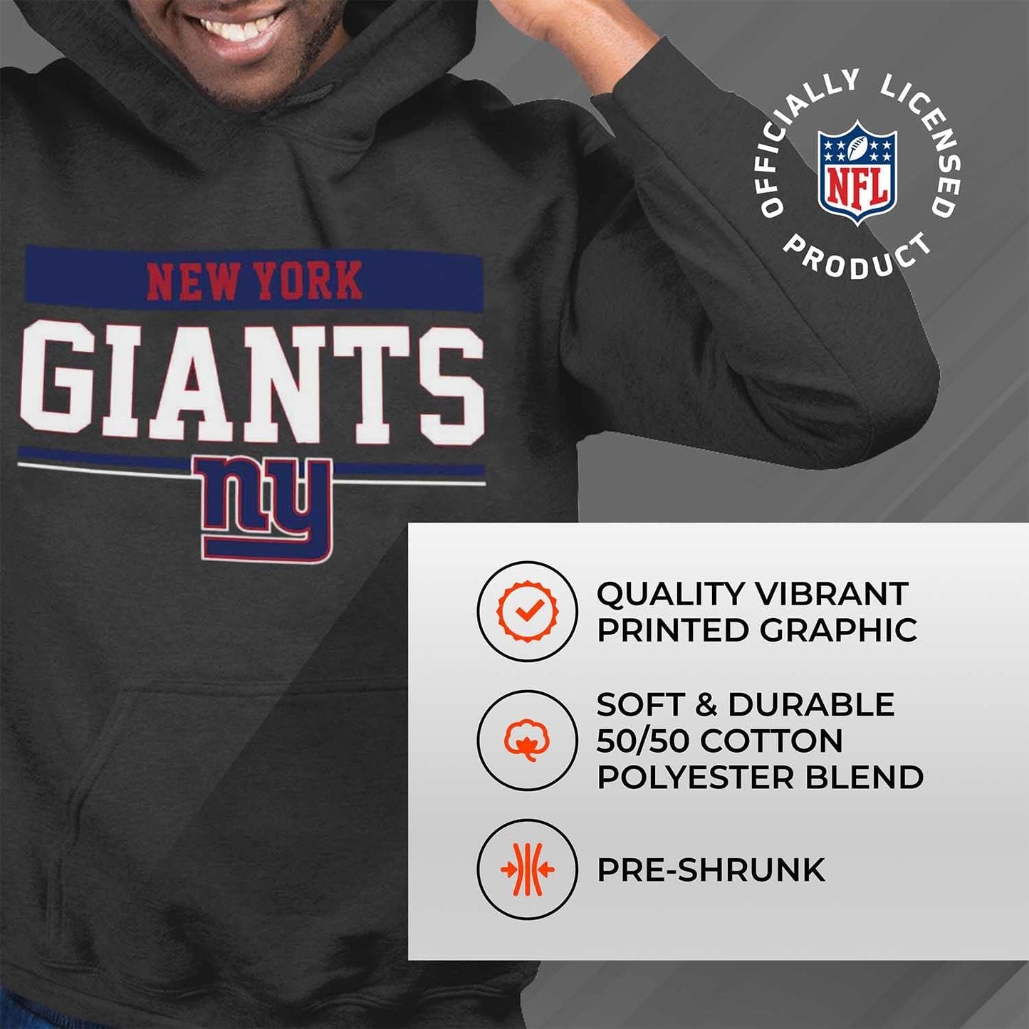NFL Adult Gameday Charcoal Hooded Sweatshirt - Cotton & Polyester Blend - Stay Warm and Represent Your Team