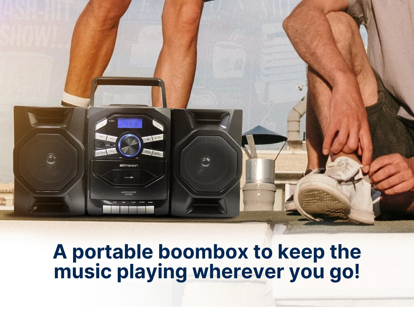 EPB-4000 Portable CD & Cassette Stereo Boombox with AM/FM Radio, Black