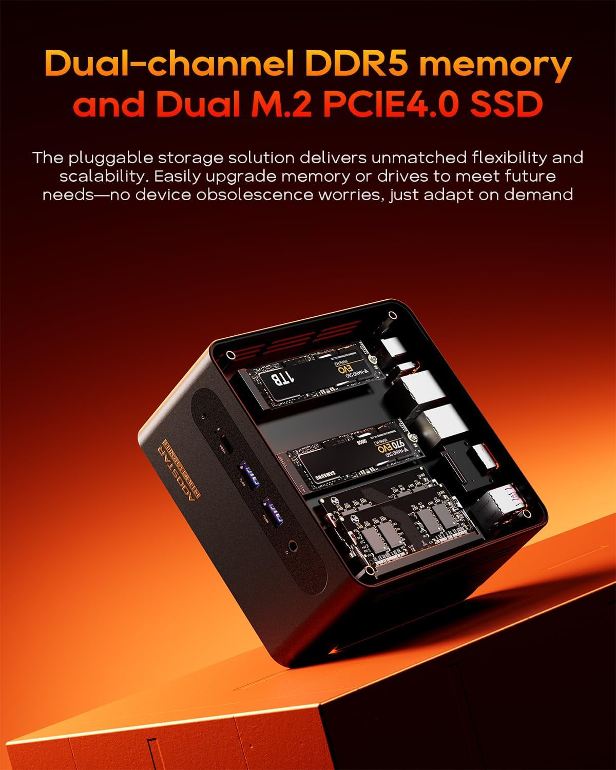 G-FLIP Mini PC, AMD Ryzen 7 H255, 5-Inch Foldable Touchscreen, Barebone Mini Computer, Dual USB4, Oculink, Dual 2.5Gbe LAN, 2× DDR5 Slots, 2× M.2 Nvme Slots, No RAM/SSD/OS