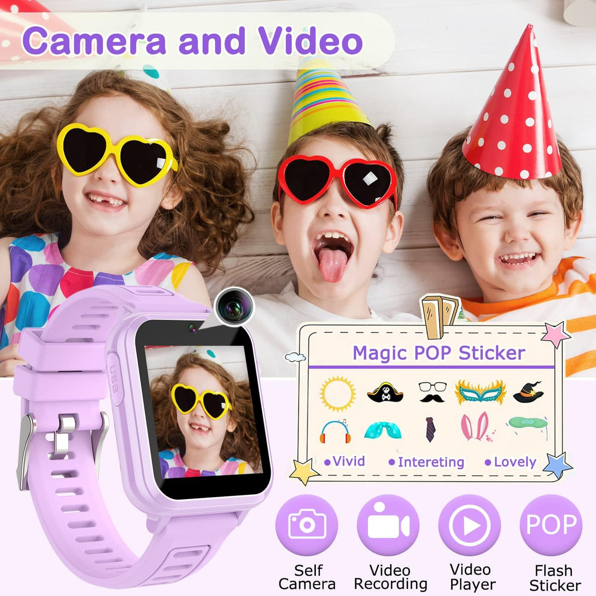 Kids Smart Watches Girls Gift Age 3-12 with 39 Puzzle Games