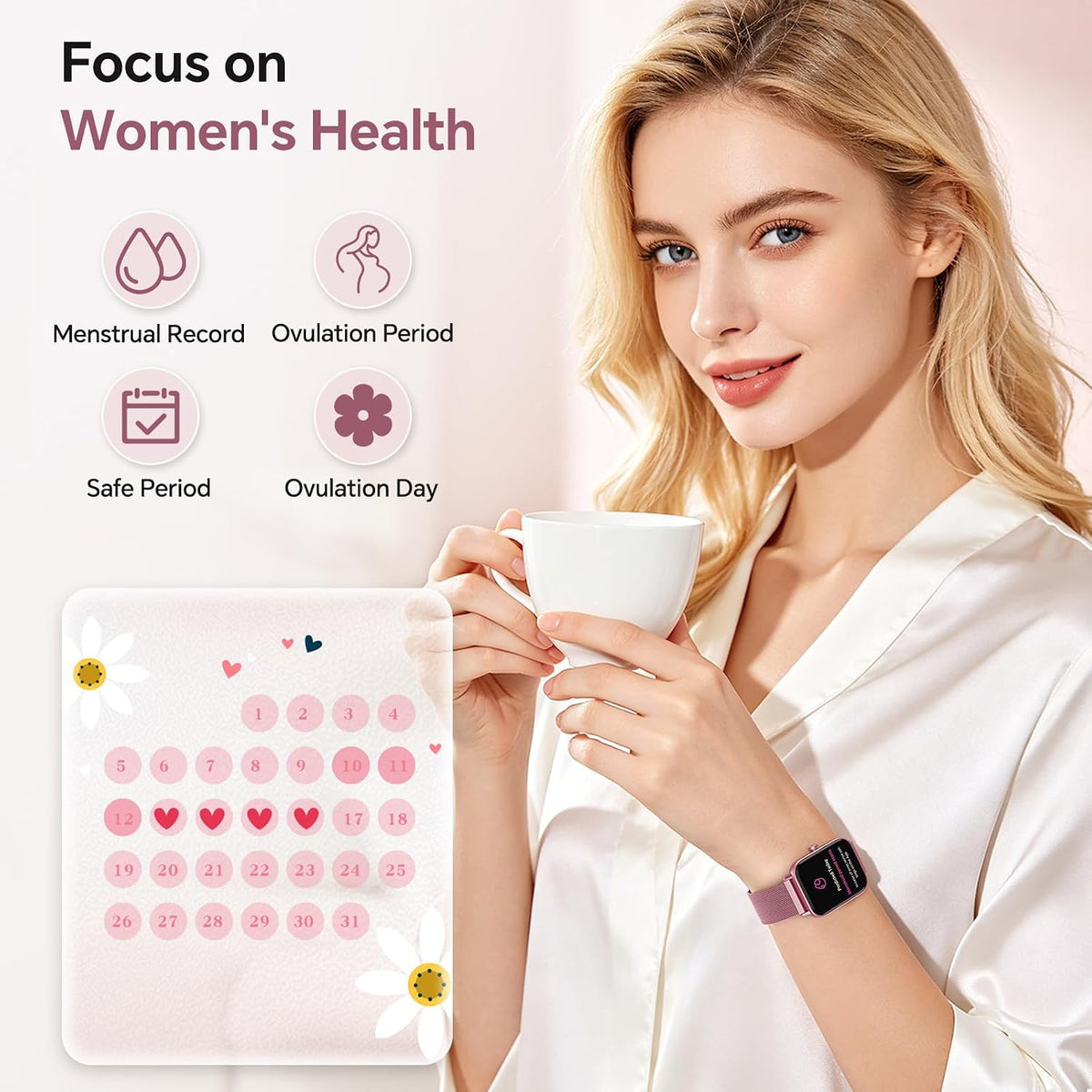 Smart Watches for Women (Calls/Sms/Reminders), 1.85" HD Alexa Smart Watch for Android Phones & Iphone Compatible, 120+ Sport Modes Fitness Watch, Heart Rate/Spo2/Sleep Tracker, 3ATM Fitness Trackers