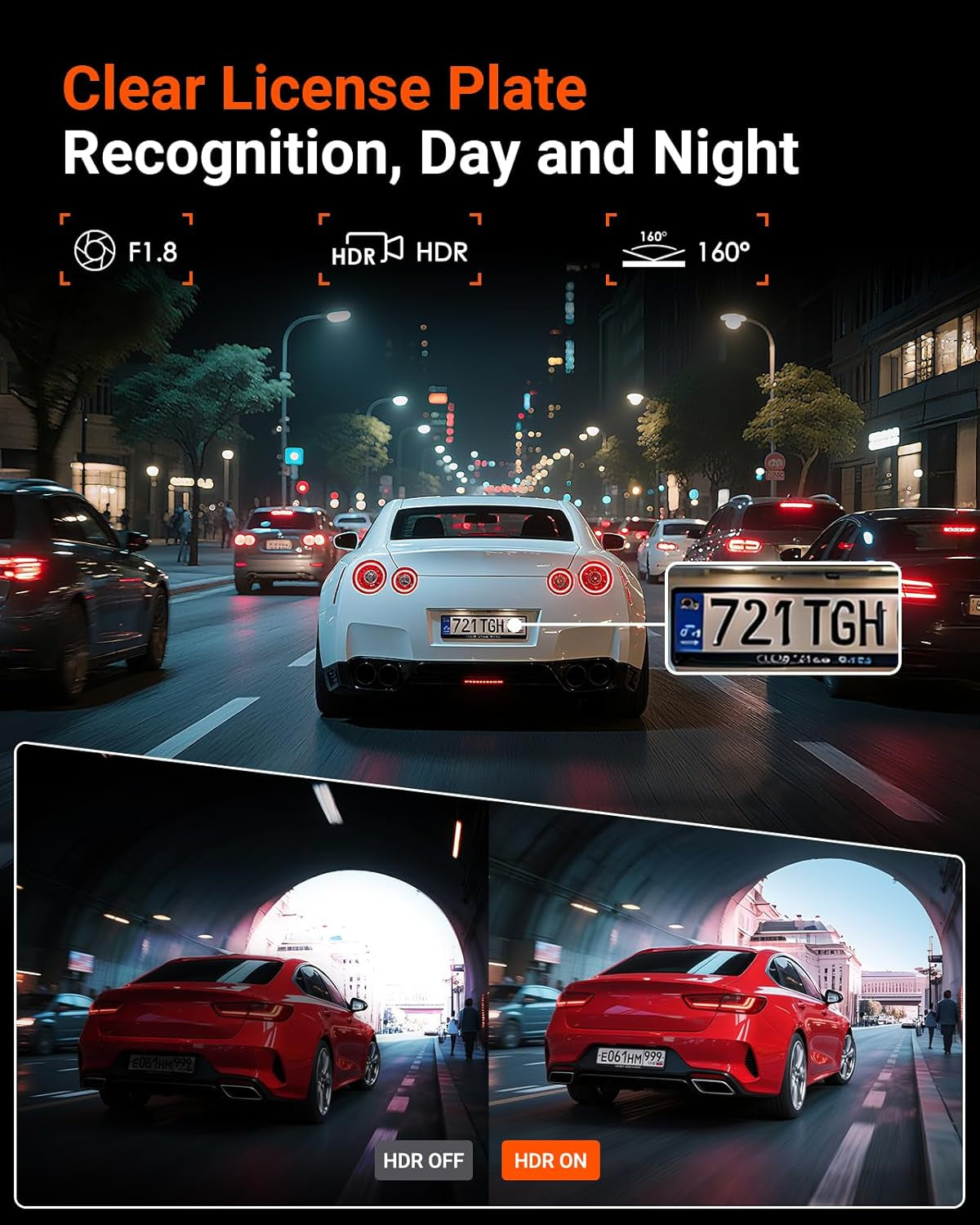 E1 Lite 1080P Wifi Mini Dash Cam with GPS and Speed, Free App, Voice Control Detachable Dash Camera, 24 Hours Parking Mode, Night Vision, Motion Detection, Loop Recording, Support 512GB Max