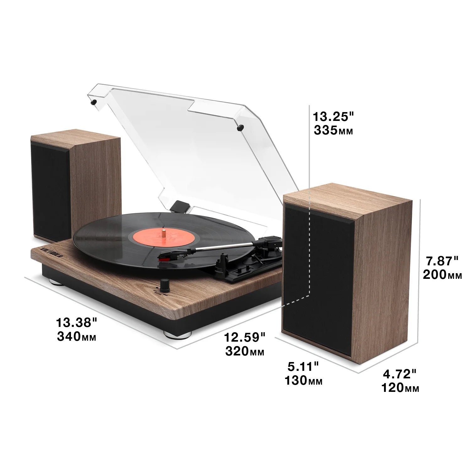 Montauk Bluetooth Turntable System with Bookshelf Speakers (Black)