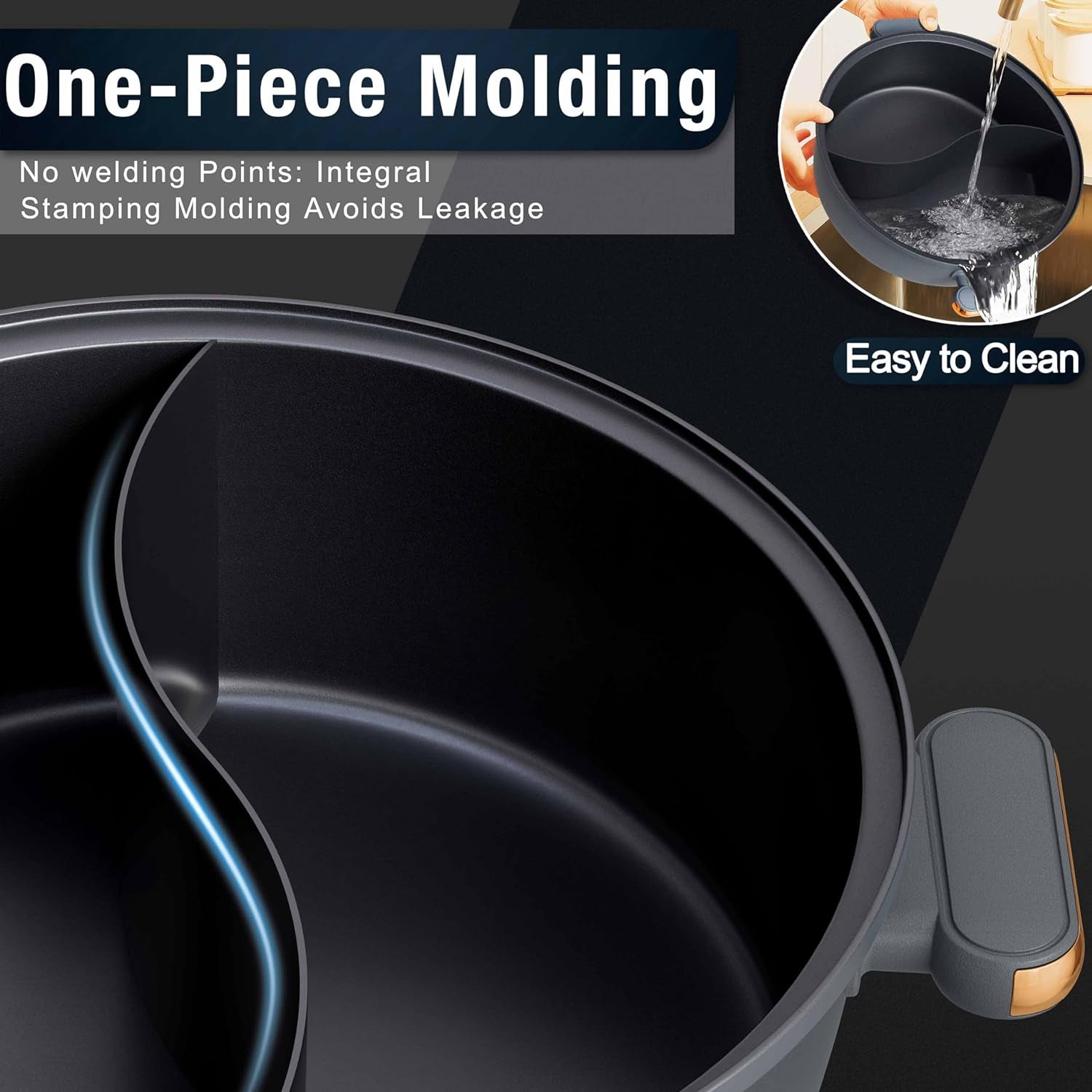 Electric Hotpot Pot with Divider, 5L Double-Flavor Shabu Shabu Pot, Dual Sided R