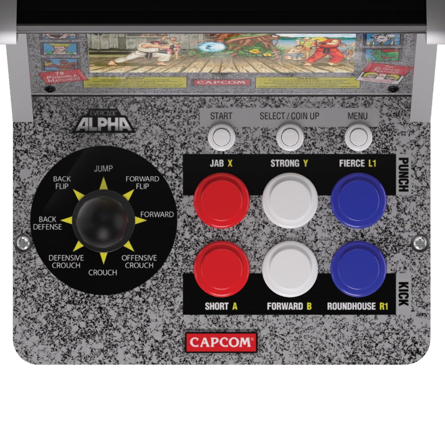 Evercade Alpha Street Fighter Bartop Arcade - Pre-Assembled Unit with Competition-Grade Arcade Controls + 8” High-Resolution IPS Screen