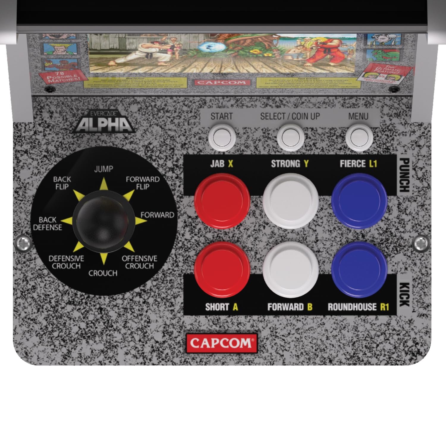 Evercade Alpha Street Fighter Bartop Arcade - Pre-Assembled Unit with Competition-Grade Arcade Controls + 8” High-Resolution IPS Screen