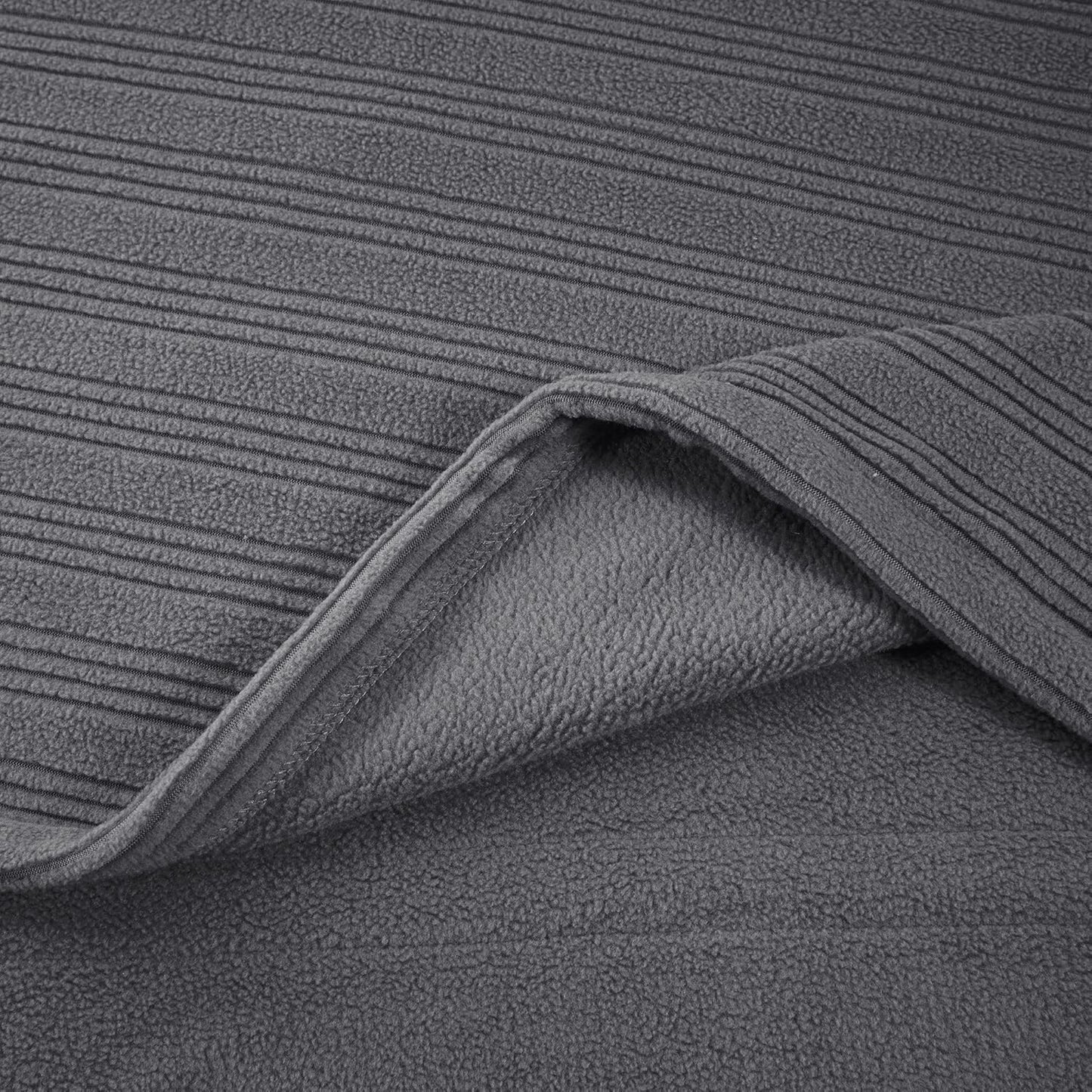 Travis Fleece Ultra Soft Tri-Rib Textured Electric Blanket, Cozy and Snuggly Cover Fast Heating for Cold Weather, Auto Shut Off, Multi Heat Setting Controller, King, Charcoal