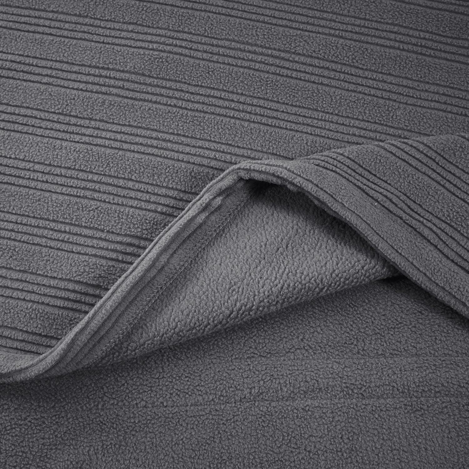 Travis Fleece Ultra Soft Tri-Rib Textured Electric Blanket, Cozy and Snuggly Cover Fast Heating for Cold Weather, Auto Shut Off, Multi Heat Setting Controller, King, Charcoal