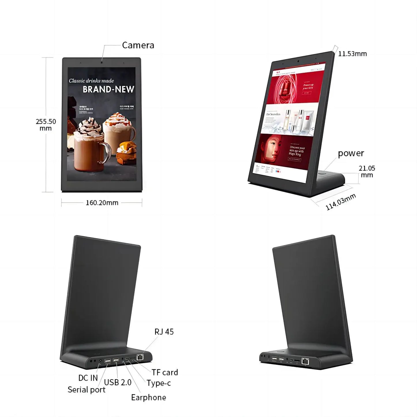 10.1 Inch L-Shape Desktop Tablet Vertical Screen Kiosk Android 11 Tablet Touch Screen Display Restaurant Customer Ordering POS