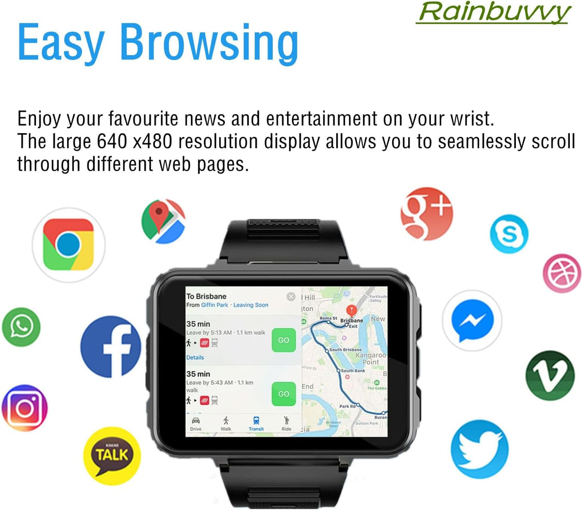 4G Smart Watch for Men 2.4" Display Android 10.7 4GB RAM 64GB ROM 1500Mah Watch Phone with Face ID Dual Camera Bluetooth GPS Waterproof Smartwatch (Black - 4GB+64GB)