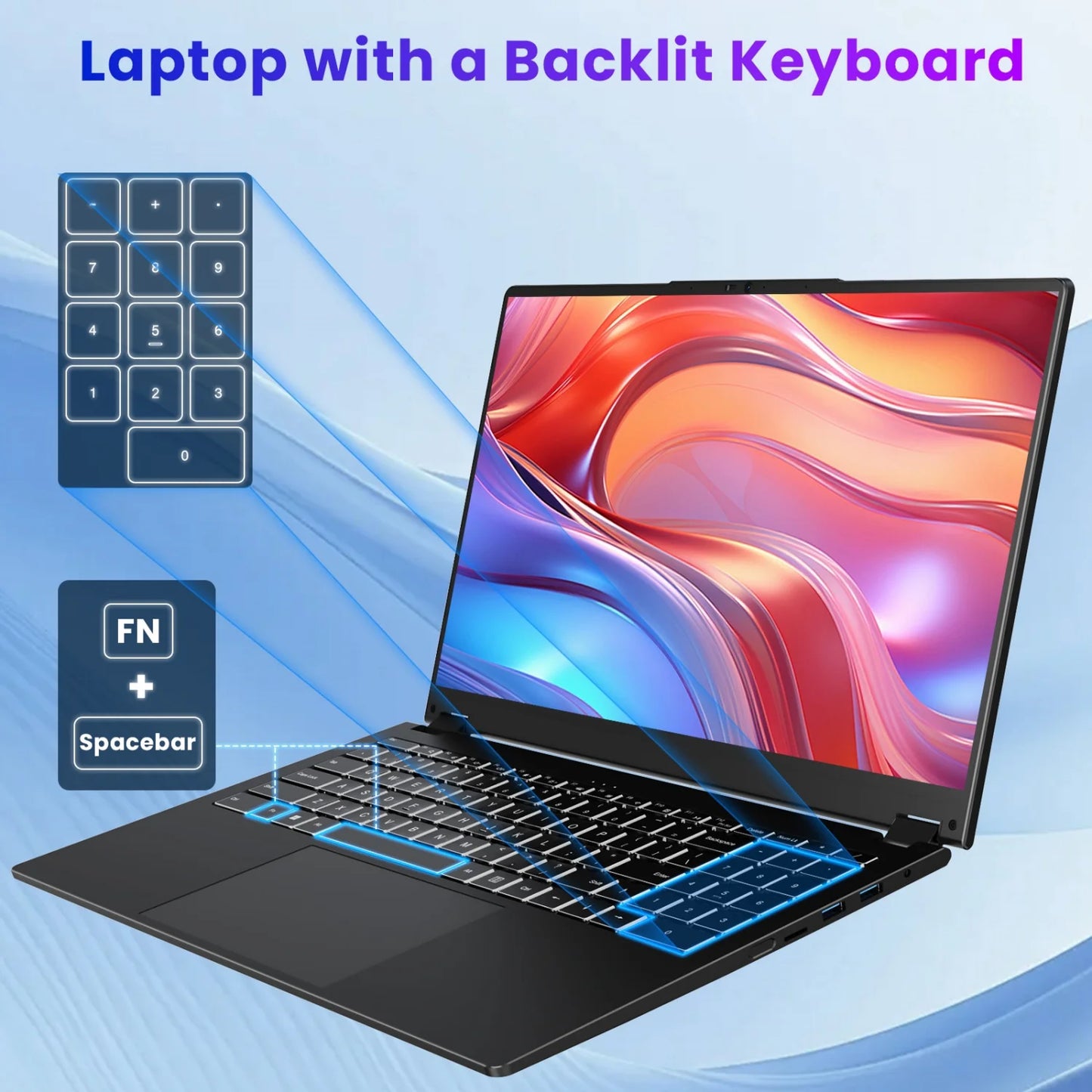 15.6" Laptop 2 in 1 Touchscreen, Windows 11 Laptop Computer, Intel I3-1215U (6C/8T, up to 4.4Ghz), 8GB RAM 128GB SSD, Backlit Keyboard, Wi-Fi 6, 1 Free Office 365