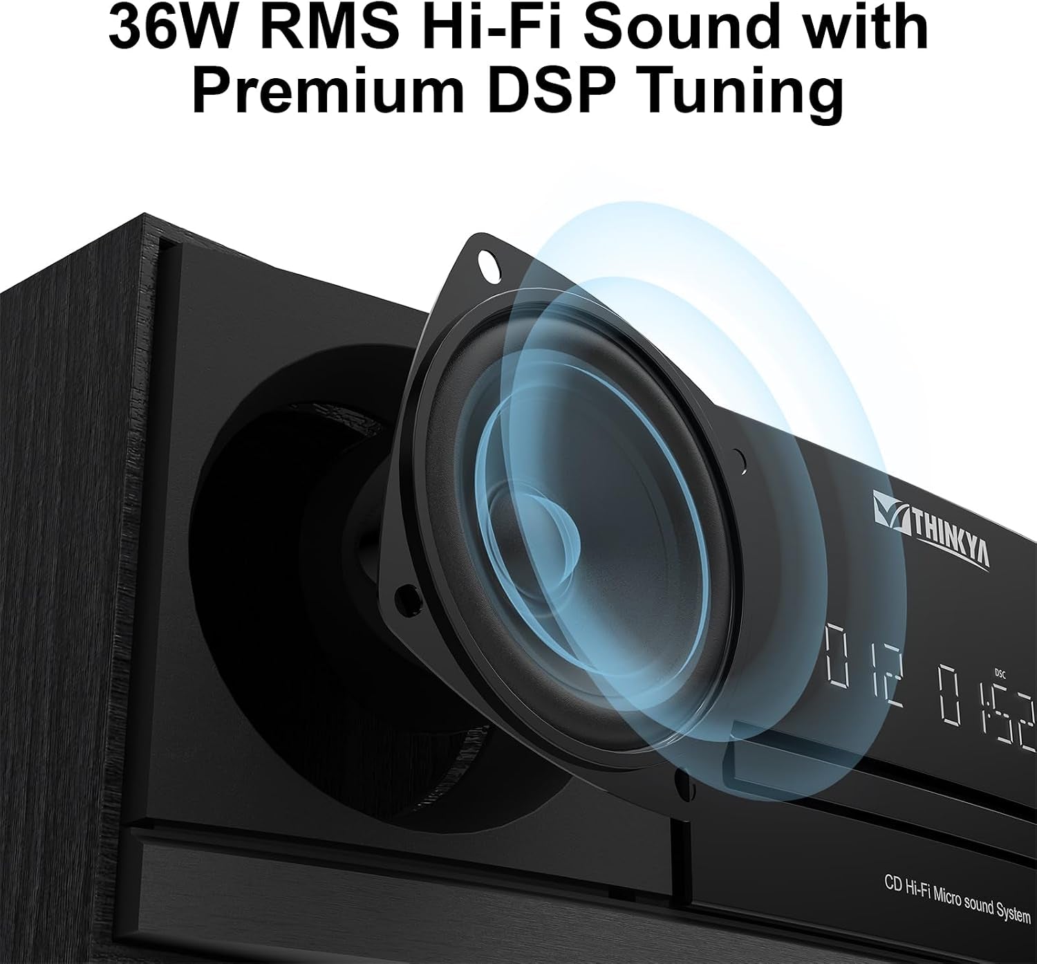 Bluetooth CD Player for Home Stereo System with FM Radio, Remote Control | 36W RMS Clear Stereo Sound, USB/AUX Input, Retro Wooden Design, Ideal Gift for Seniors & Music Lovers (No Clock or Alarm)