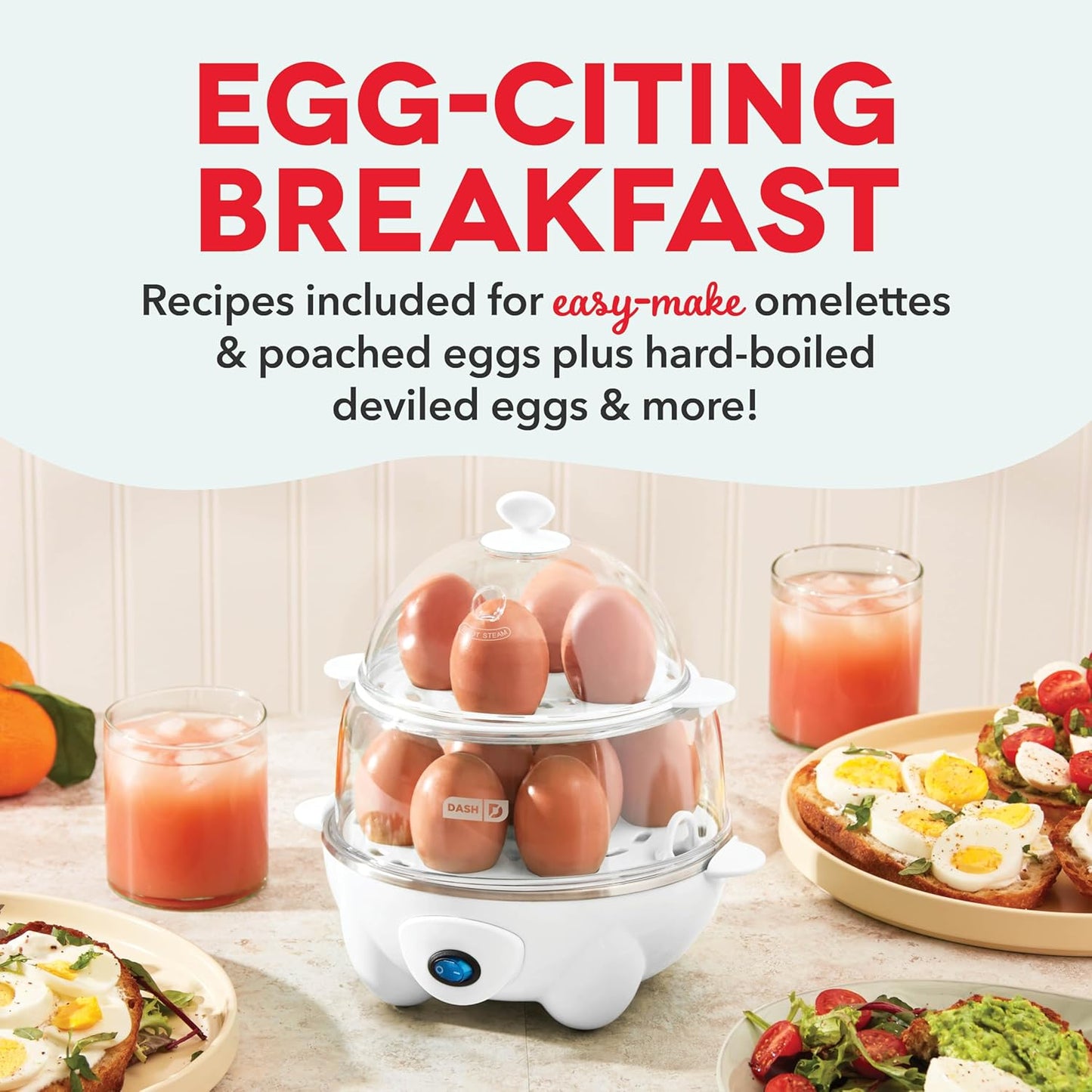 Deluxe Rapid Egg Cooker for Hard Boiled, Poached, Scrambled Eggs, Omelets, Steamed Vegetables, Dumplings & More, 12 Capacity, with Auto Shut off Feature - White