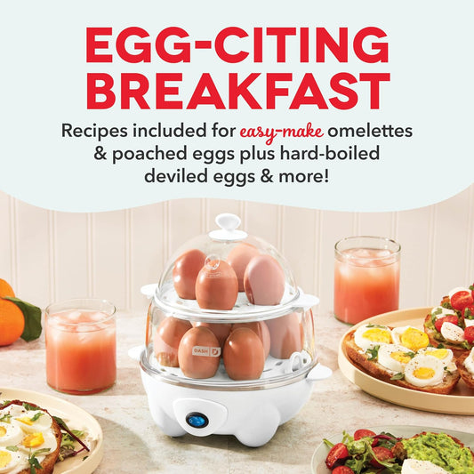 Deluxe Rapid Egg Cooker for Hard Boiled, Poached, Scrambled Eggs, Omelets, Steamed Vegetables, Dumplings & More, 12 Capacity, with Auto Shut off Feature - White