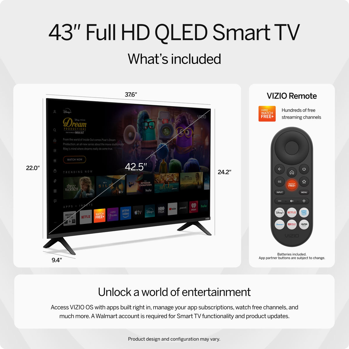 43 in Class Quantum Full HD QLED Smart TV, 1080P, VFQ43M-10