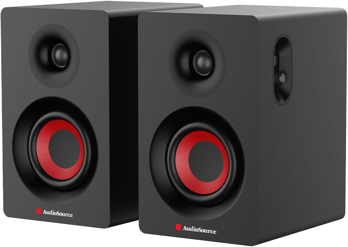 Bookshelf 30W RMS Powered Desktop Speakers, Bluetooth, Hi-Fi