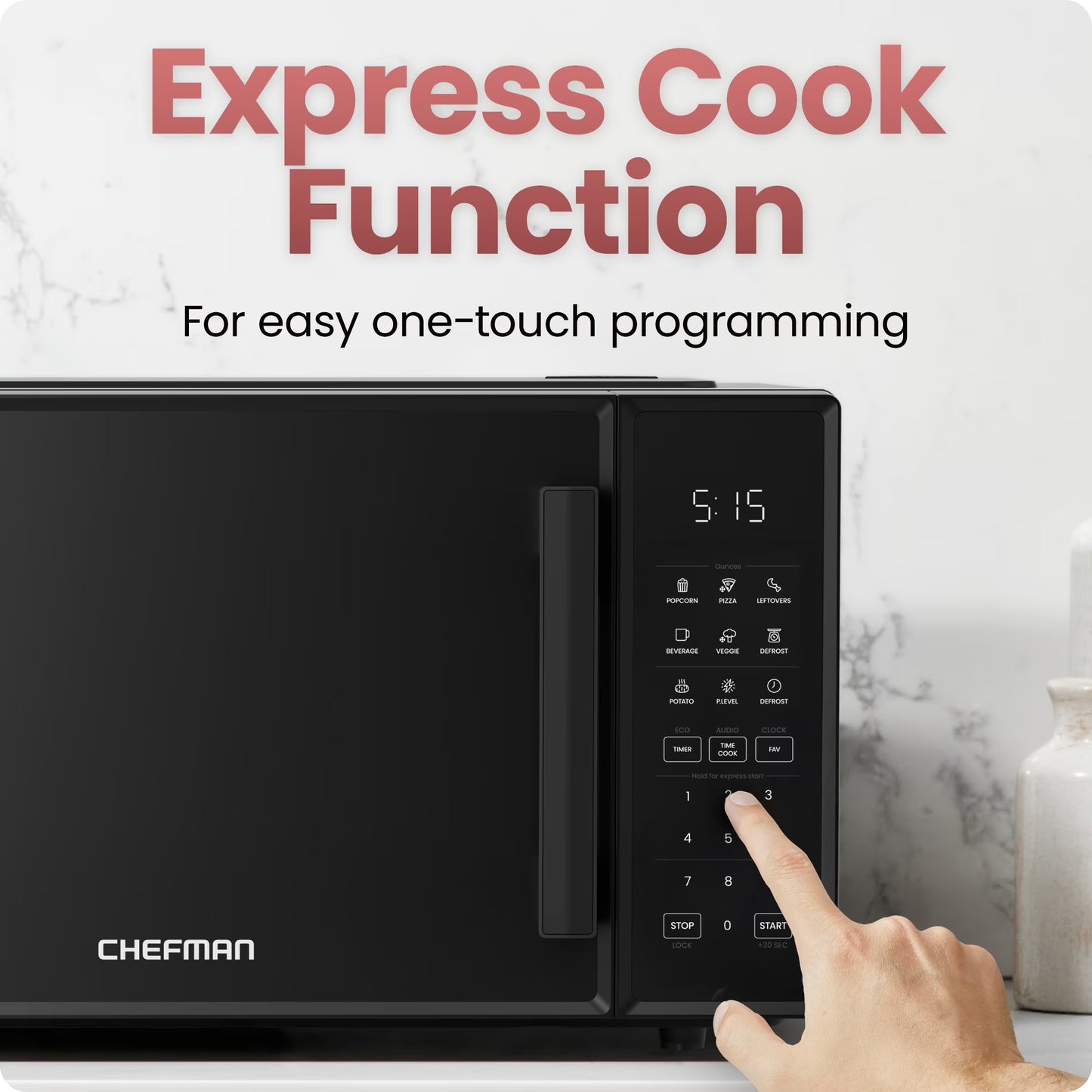 Countertop Microwave Oven 0.9 Cu. Ft., 900 Watts with 6 Presets and 10 Power Levels - Black