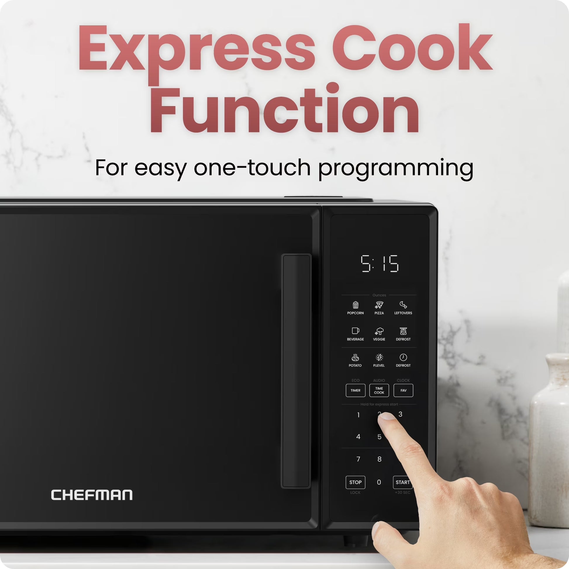 Countertop Microwave Oven 0.9 Cu. Ft., 900 Watts with 6 Presets and 10 Power Levels - Black