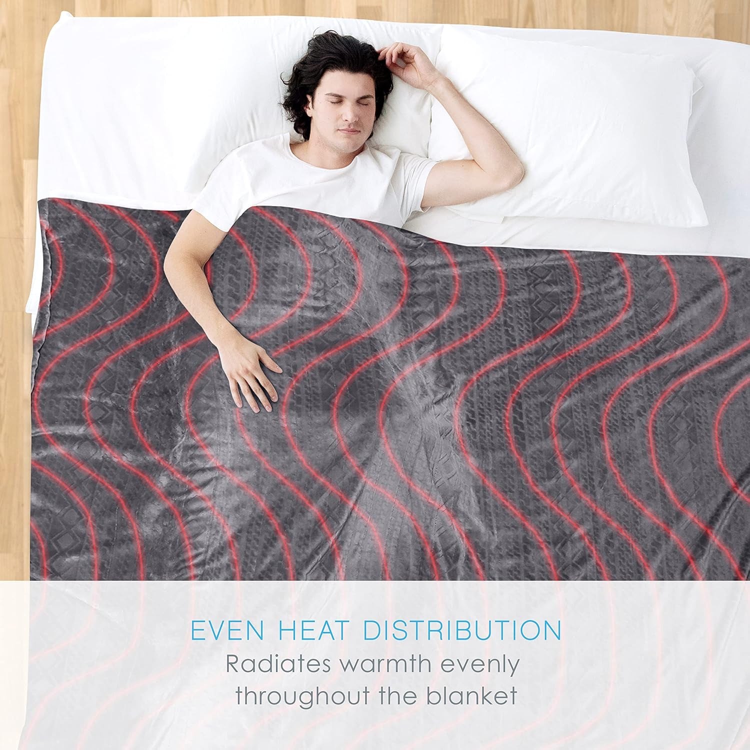 Purerelief Deluxe Heated Blanket - 10 Heat Settings, Super Soft Micromink Velvet Fabric, LCD Controller, Auto Shut-Off Timer, Machine Washable - Full Size Electric Blanket