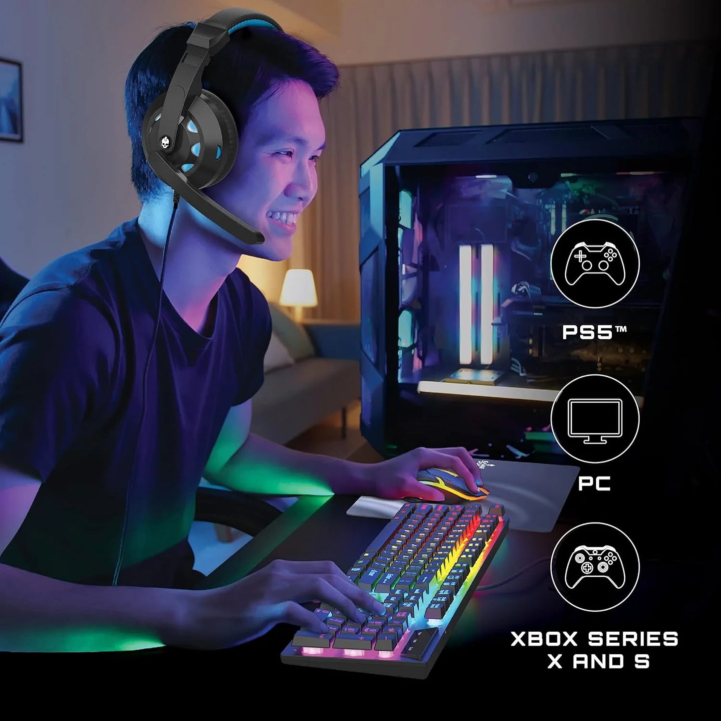GAMEPUNK 4-Piece Pro Gaming PC Accessories Bundle with Mouse, Mousepad, Keyboard, and Headset