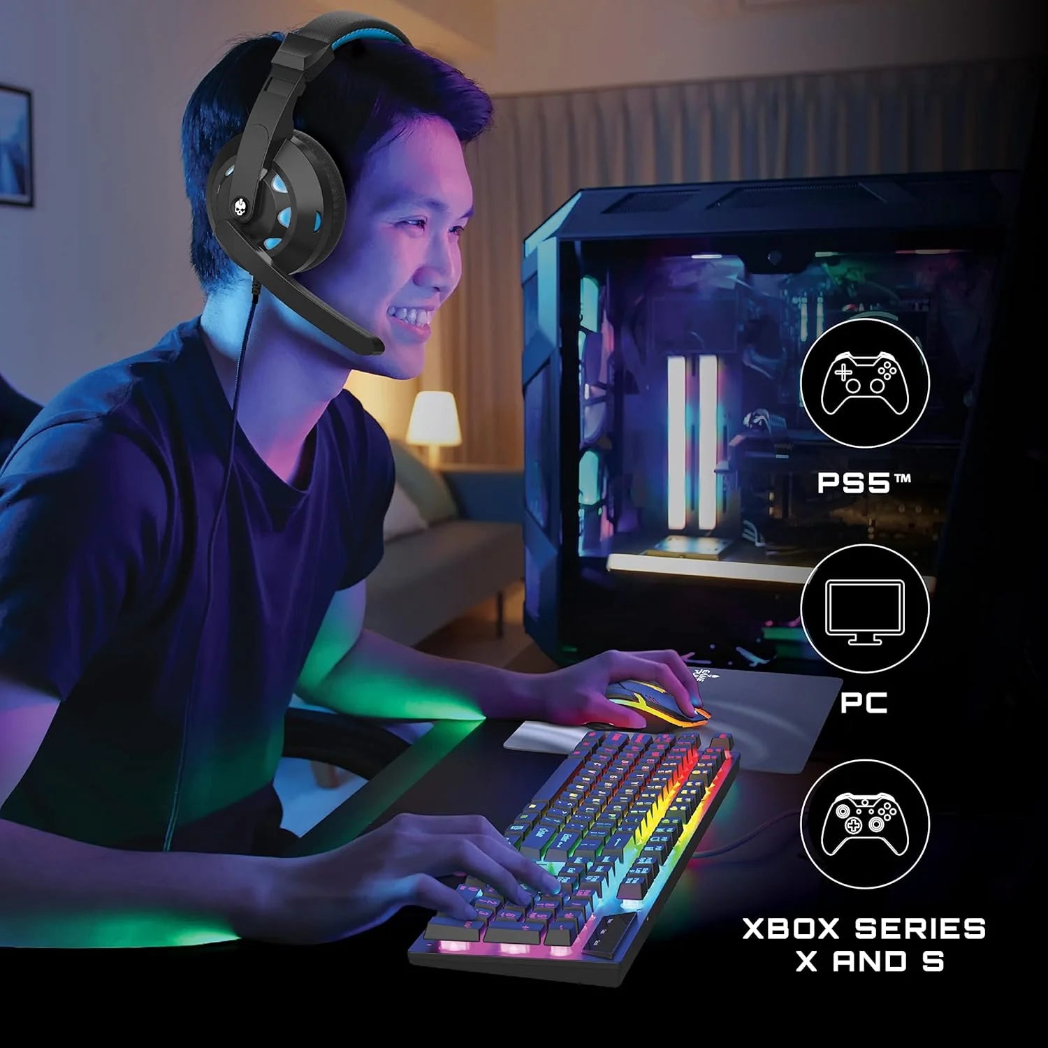 GAMEPUNK 4-Piece Pro Gaming PC Accessories Bundle with Mouse, Mousepad, Keyboard, and Headset