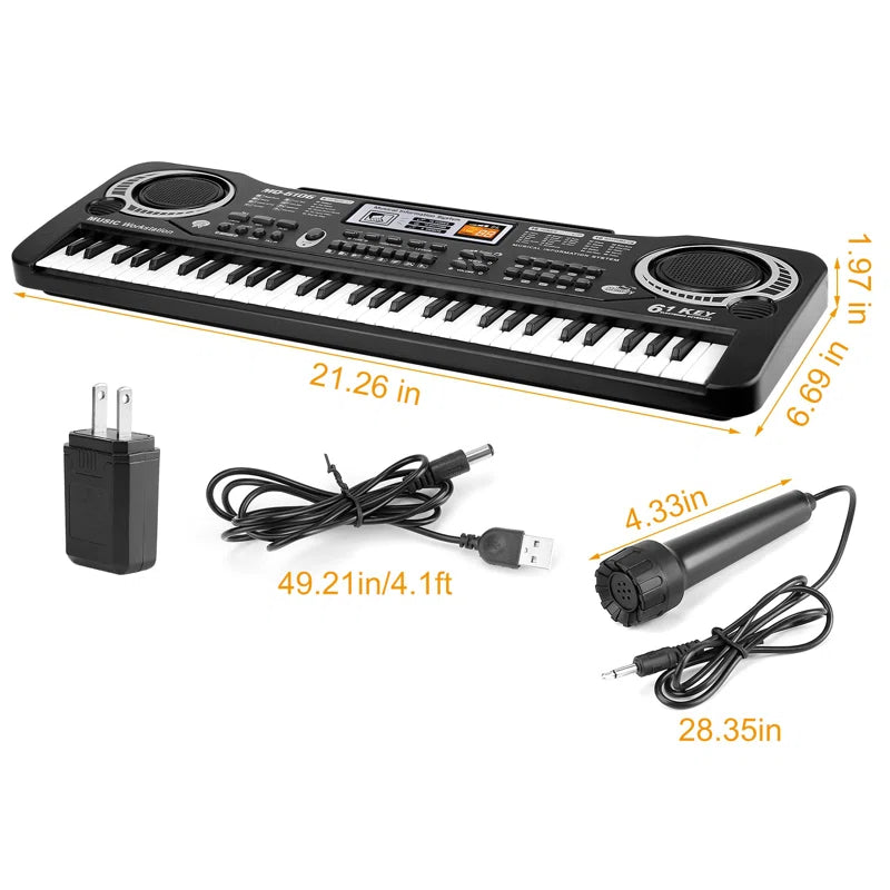 61-Key Kids Electronic Keyboard with Microphone Multifunctional Music Toy