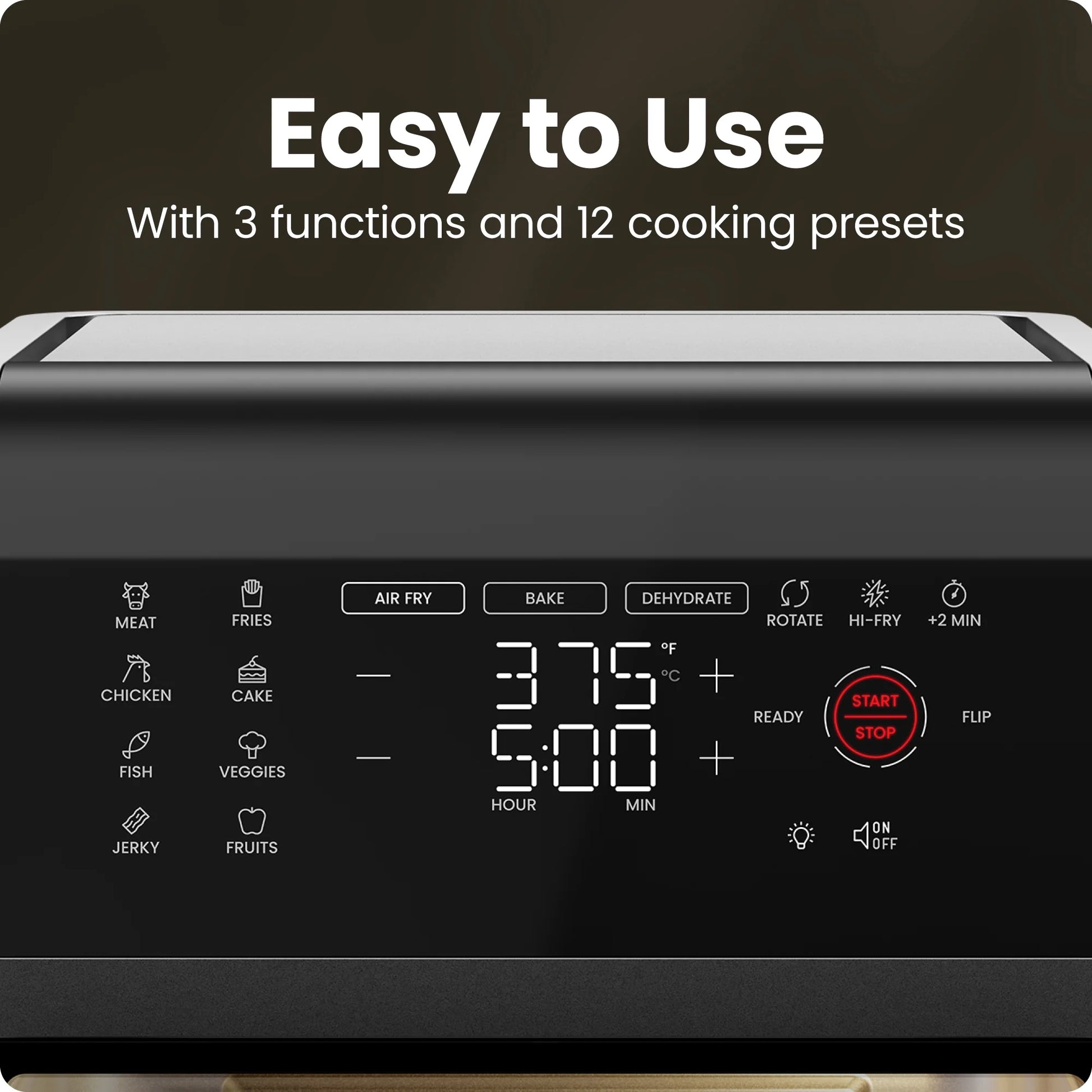 6-In-1 Multifunctional Air Fryer Oven W/ 12 Qt Capacity, Digital Touchscreen - Black