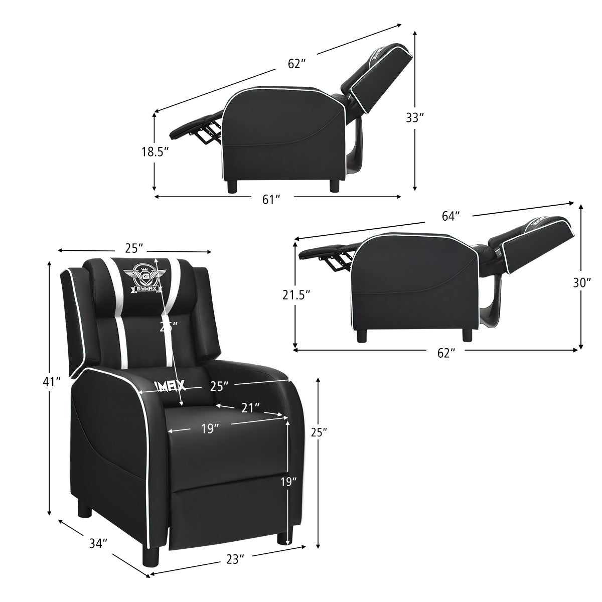 Massage Gaming Recliner Chair Racing Single Lounge Sofa Home Theater Seat