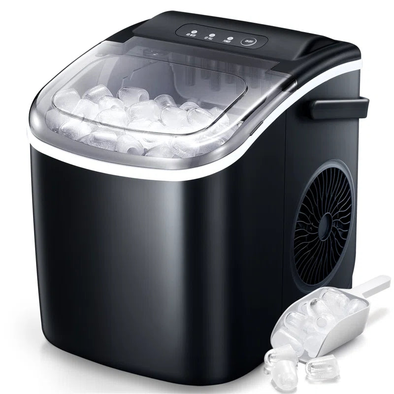 Countertop Ice Maker Ice Machine with Handle,Self-Cleaning Ice Makers, 26Lbs/24H, 9 Ice Cubes Ready in 6 Mins for Home/Kitchen/Bar/Party/Camping