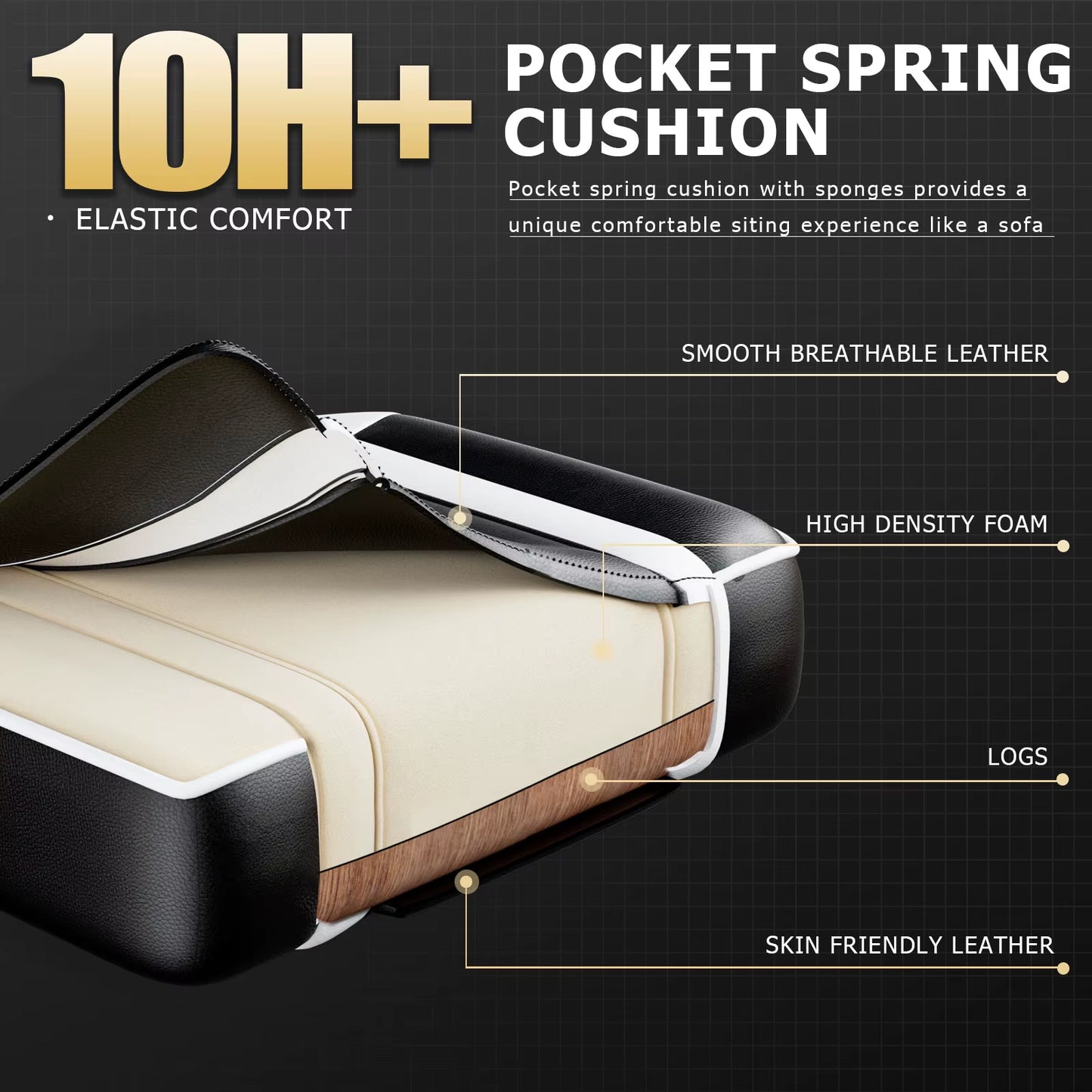 Ergonomic Gaming Chair Recliner, PU Leather Racing Game Chairs for Adults, Executive Office Chair Gamer Chair with Massager