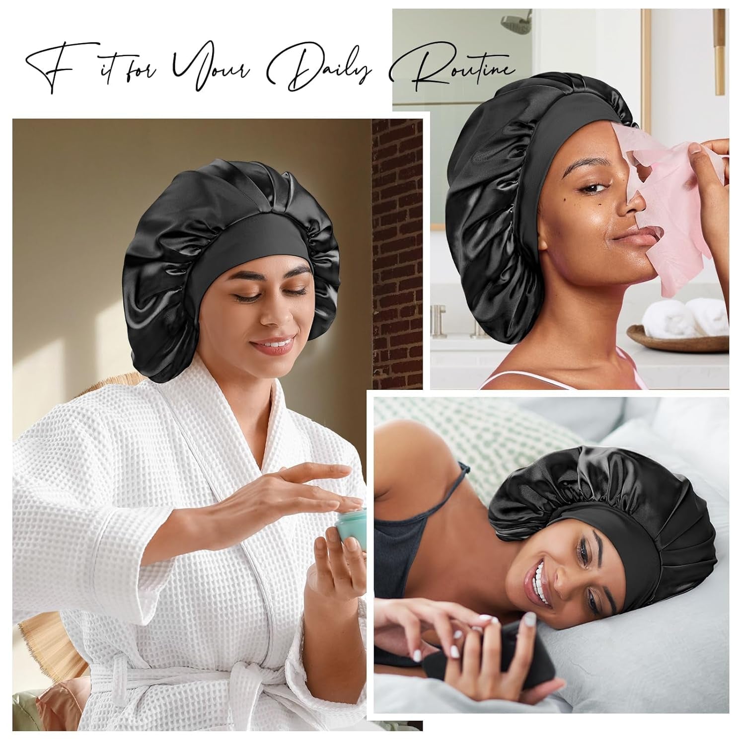 22 Momme 100% Real Mulberry Silk Bonnet for Sleeping Women, Large Hair Care Bonn