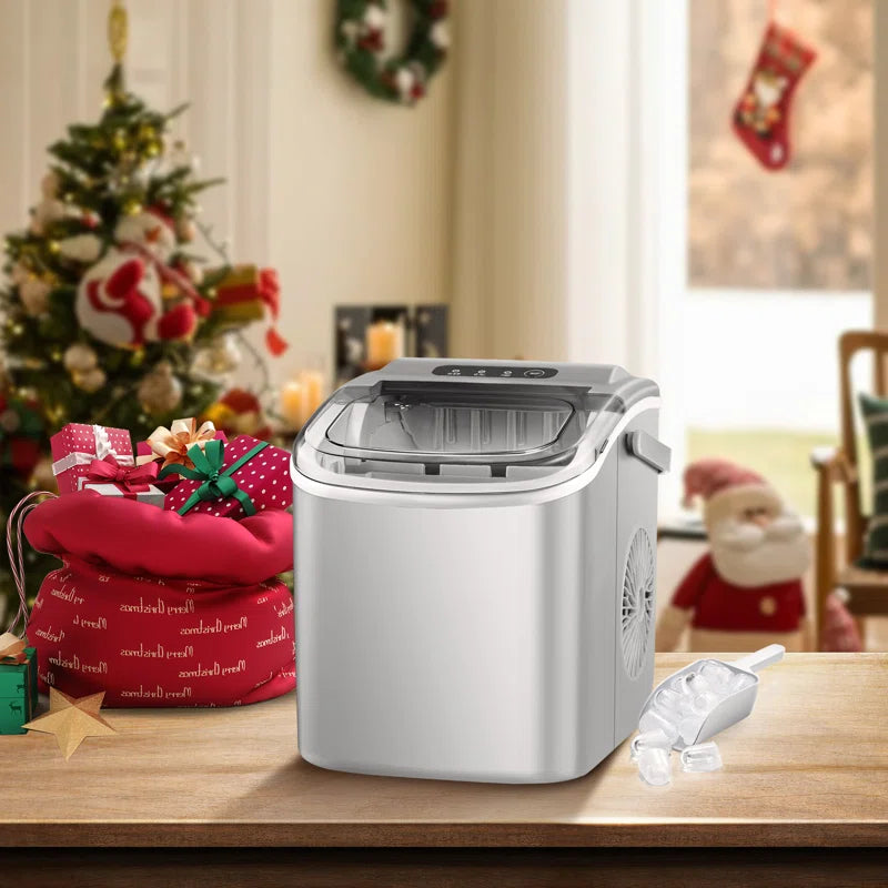 Countertop Ice Maker Ice Machine with Handle,Self-Cleaning Ice Makers, 26Lbs/24H, 9 Ice Cubes Ready in 6 Mins for Home/Kitchen/Bar/Party/Camping