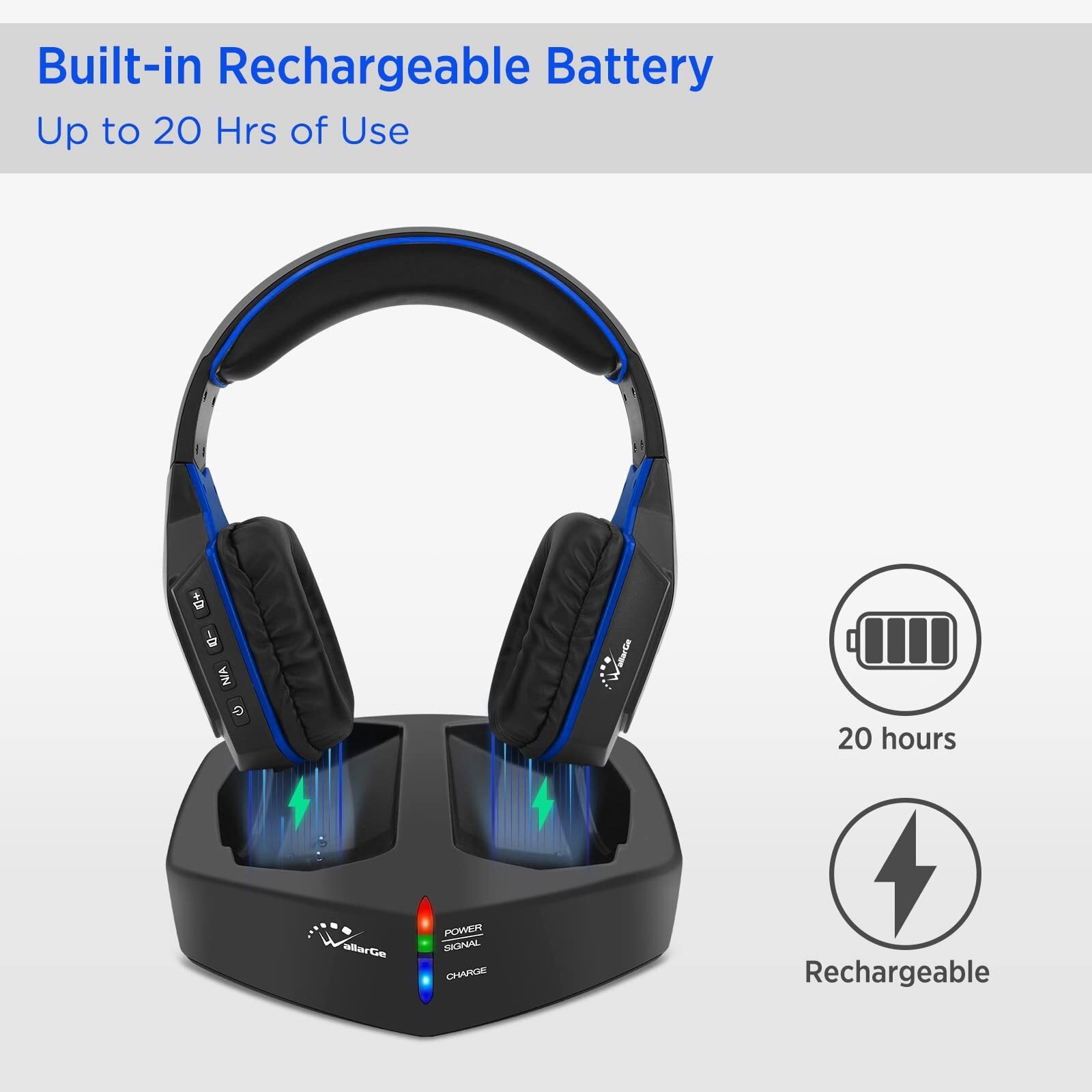 Wireless Headphones for TV Watching with 5.8Ghz RF Transmitter Charging Dock,...