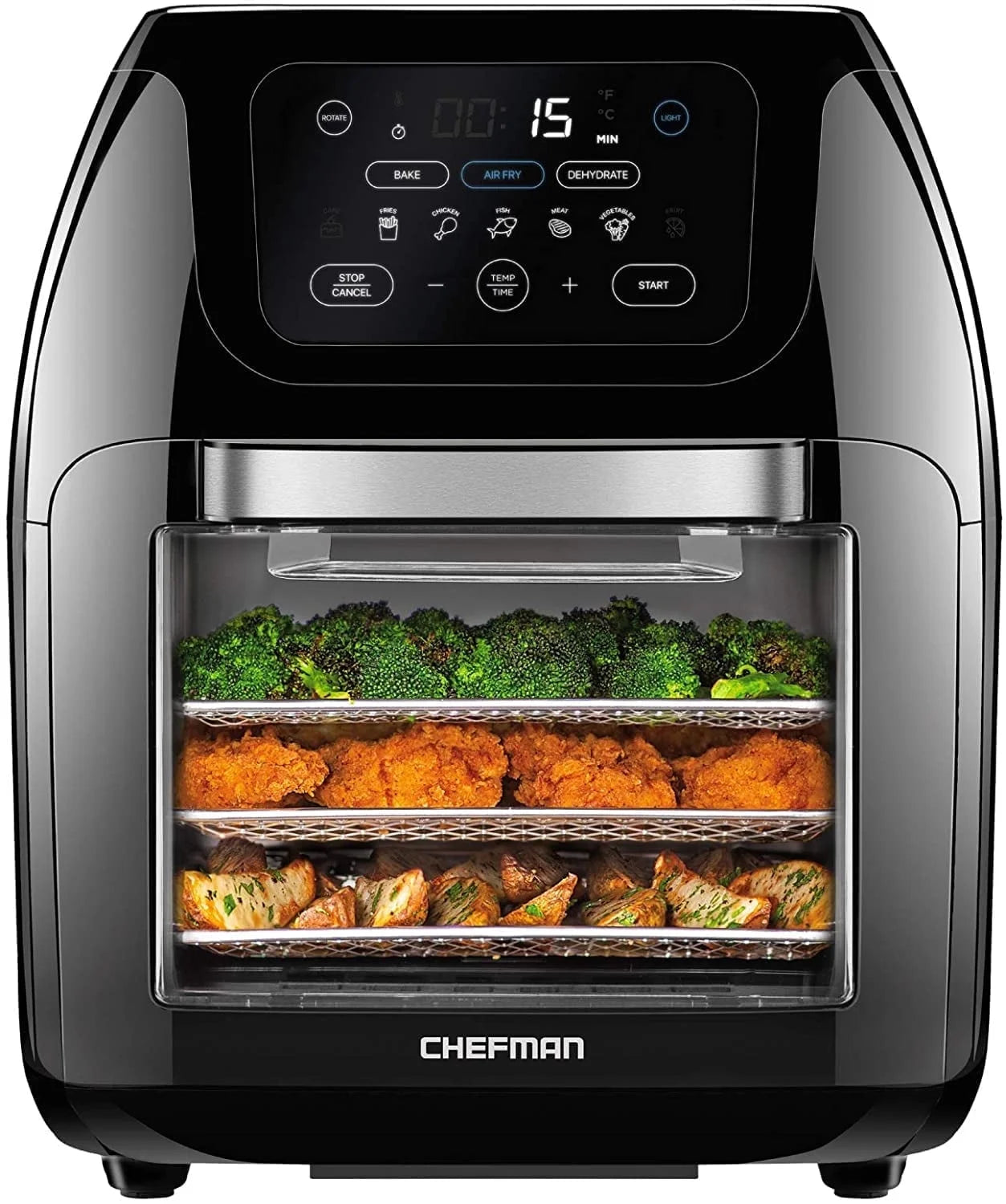 6-In-1 Multifunctional Air Fryer Oven W/ 12 Qt Capacity, Digital Touchscreen - Black