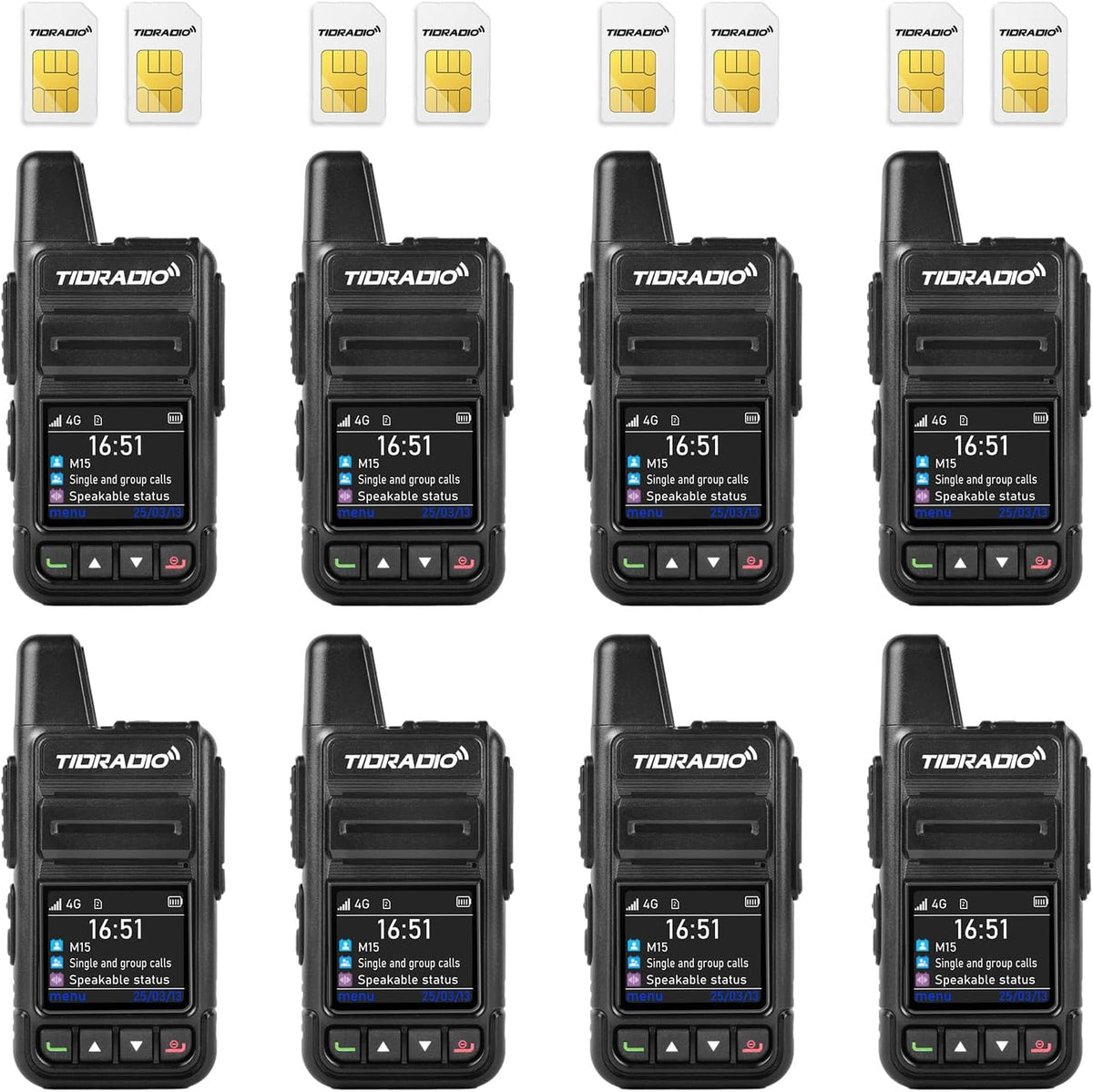 TD-M15 Rapid Global Walkie Talkies 5000 Mile Long Range Poc Radios, 4G LTE Unlimited Range Nationwide PTT Two Way Radios for Family, Logistics, Company, Construction with Sim Card (8Pcs)