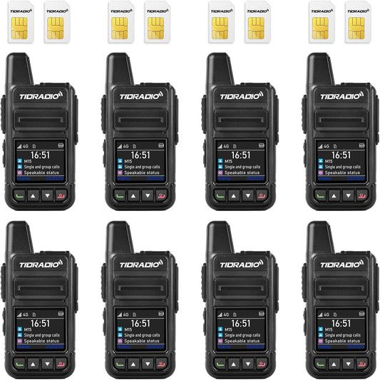 TD-M15 Rapid Global Walkie Talkies 5000 Mile Long Range Poc Radios, 4G LTE Unlimited Range Nationwide PTT Two Way Radios for Family, Logistics, Company, Construction with Sim Card (8Pcs)