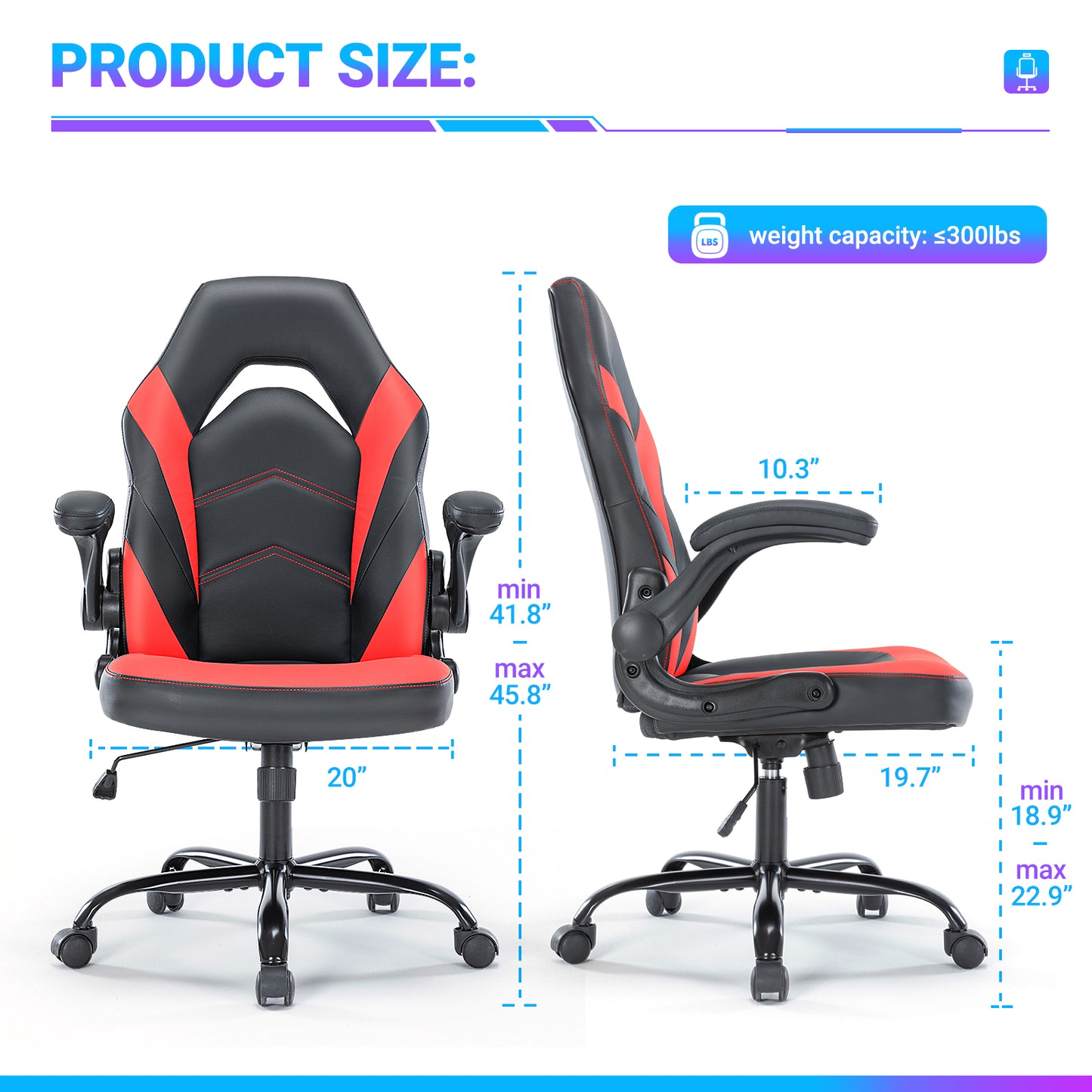 PU Leather Ergonomic Office Chair Swivel Computer Gaming Chair with Lumbar Support