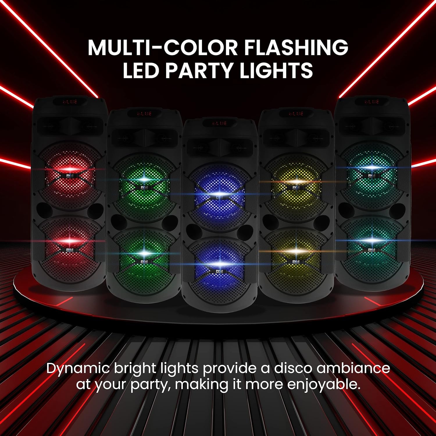 Portable Bluetooth PA Speaker-240W Dual 6.5" Rechargeable Indoor/Outdoor BT Karaoke Audio System-Tws, Party Lights, LED Display, FM/AUX/MP3/USB/SD, 6.5Mm In, Carry Handle-Wireless Mic, Remote