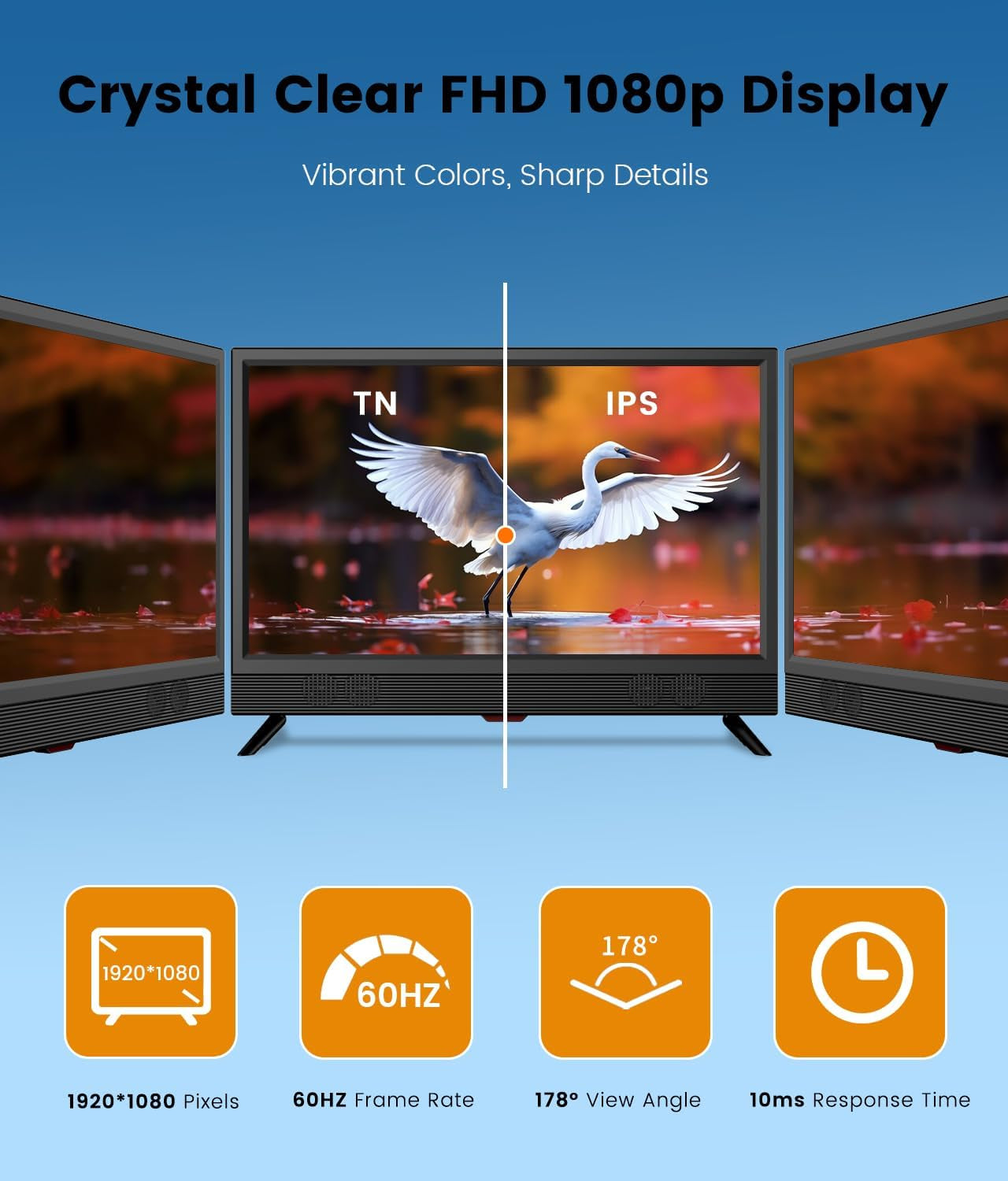 22-Inch Small Smart TV Full HD 1080P | Kitchen Smart TV, Flat Screen Television with Loud Dual Stereo Speakers, 178° Viewing & Wi/Fi (22, Inches)