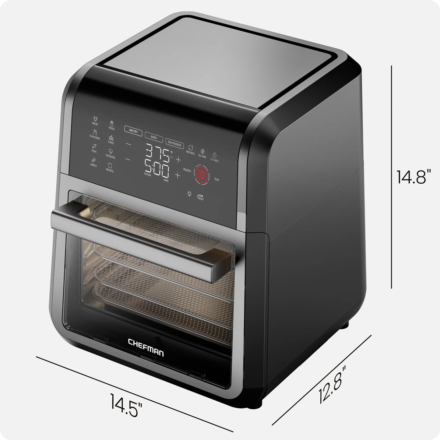 6-In-1 Multifunctional Air Fryer Oven W/ 12 Qt Capacity, Digital Touchscreen - Black