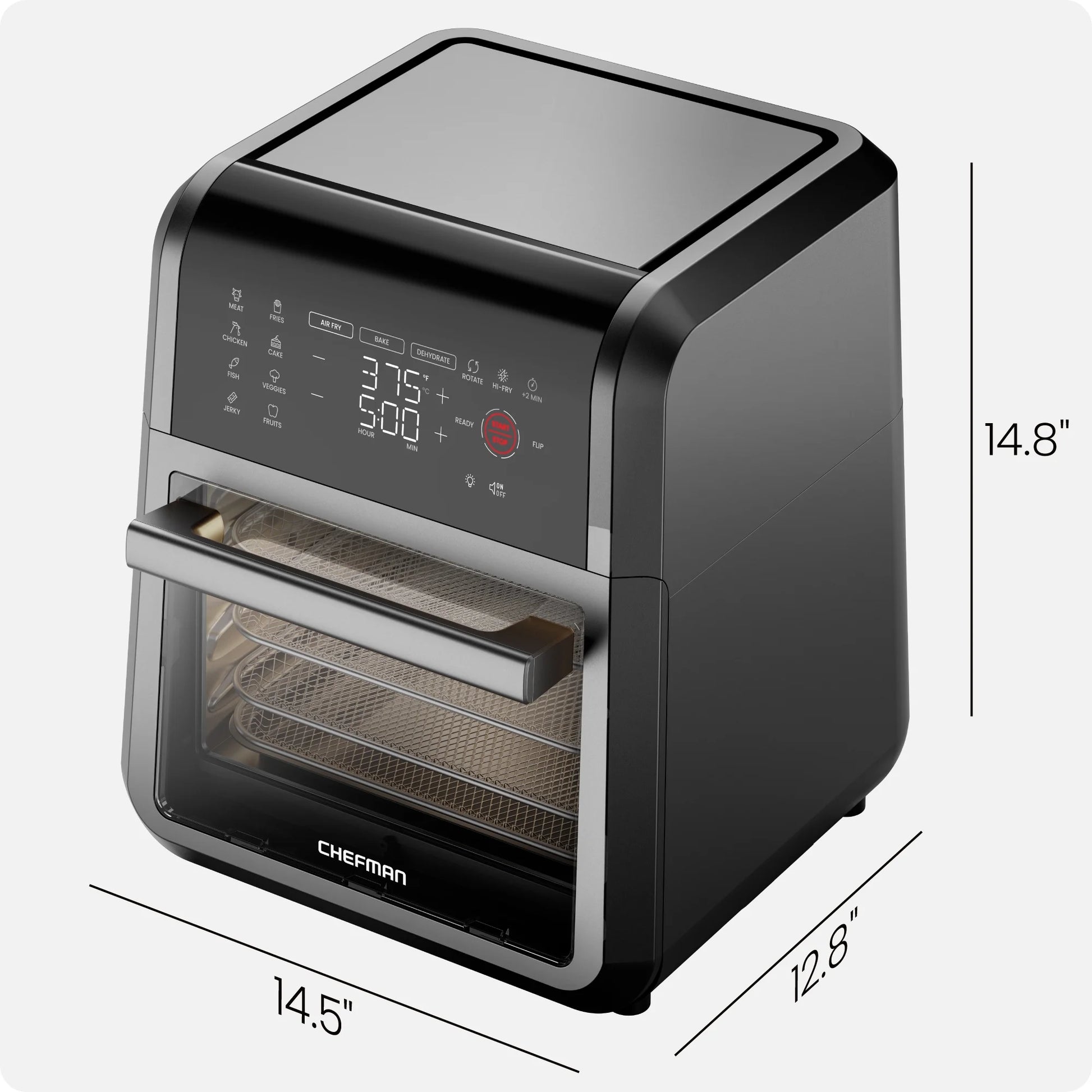 6-In-1 Multifunctional Air Fryer Oven W/ 12 Qt Capacity, Digital Touchscreen - Black